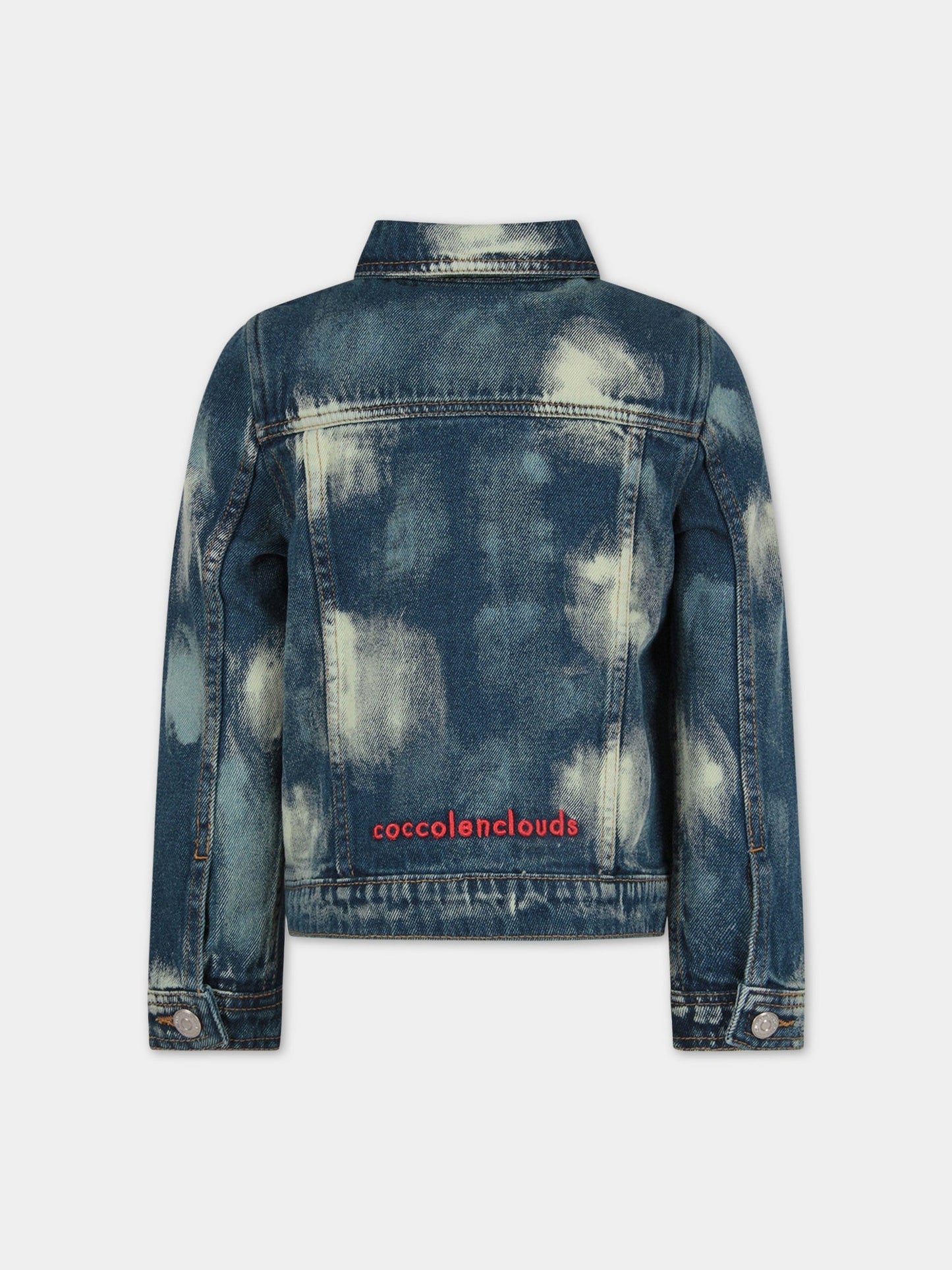 Giacca ''Bleach'' blu per bambini con nuole bianche stilizzate,It's In My Jeans,JACKET