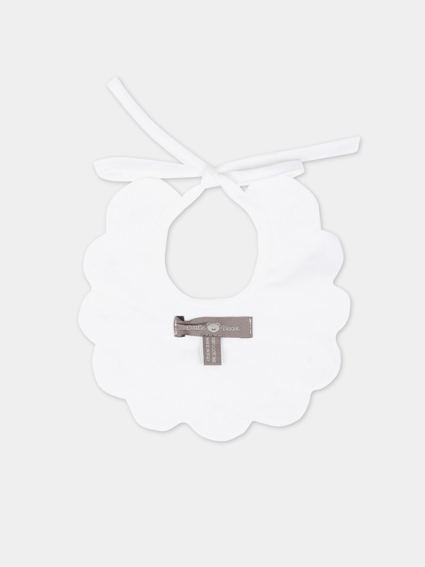 Bavaglino bianco per neonata,Little Bear,2042 BIANCO/ROSA