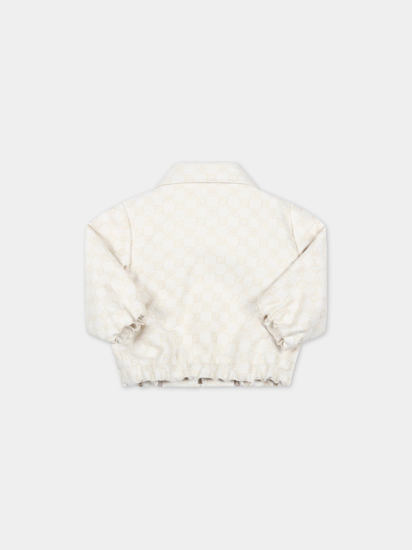 Giacca avorio per noenati con iconica FF,Fendi Kids,BMA118 AJ25 F0TU9
