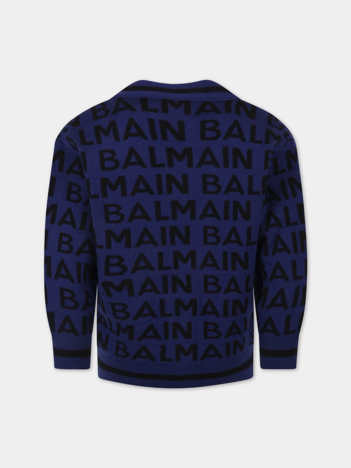 Cardigan multicolor per bambini con loghi,Balmain Kids,6R9O40 W0028 619