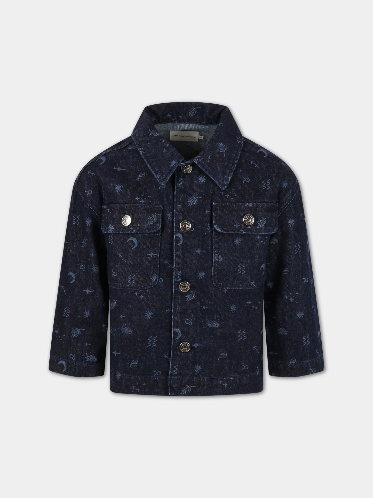 Camicia Cosmos blu per bambini con simboli dello zodiaco,The New Society,W22-K/DN 01-COSMOS