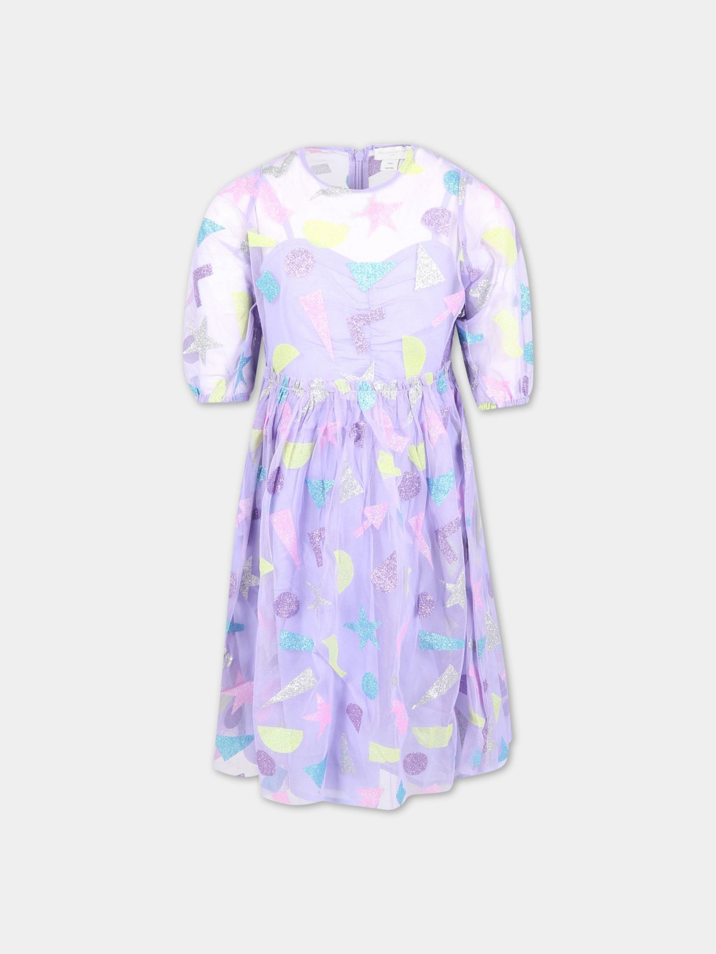 Vestito viola per bambina con stampe,Stella Mccartney Kids,8R1D01 Z0532 546MC