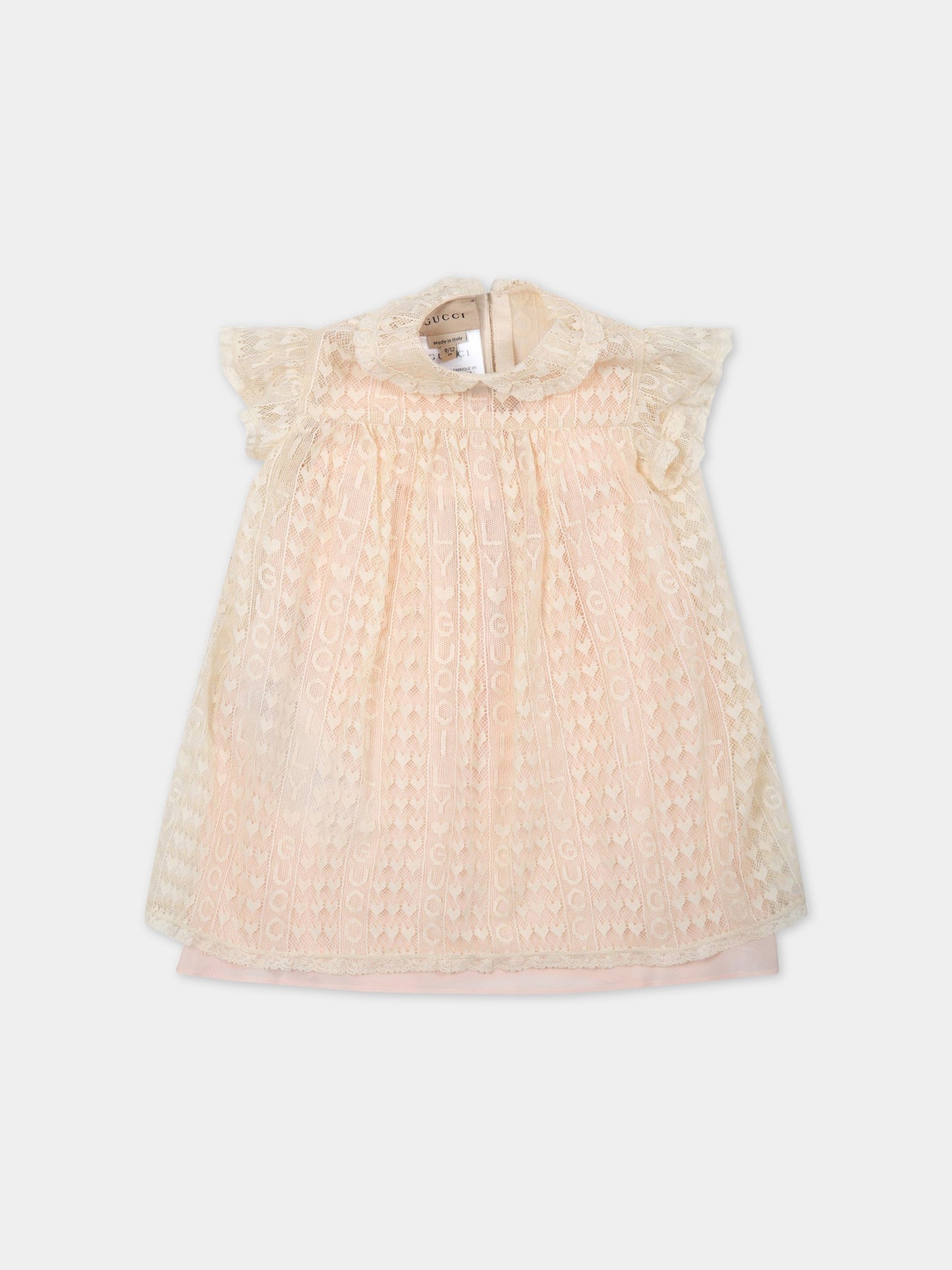 Vestito rosa per neonata con scritta Guccily ,Gucci Kids,717264 ZAKYU 9303
