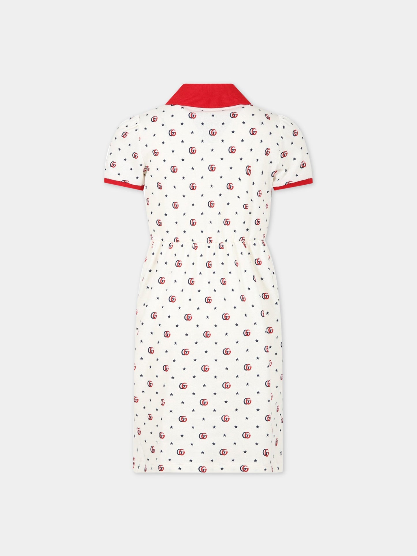 Vestito bianco per bambina con G e stelle,Gucci Kids,717991 XJE3F 9275