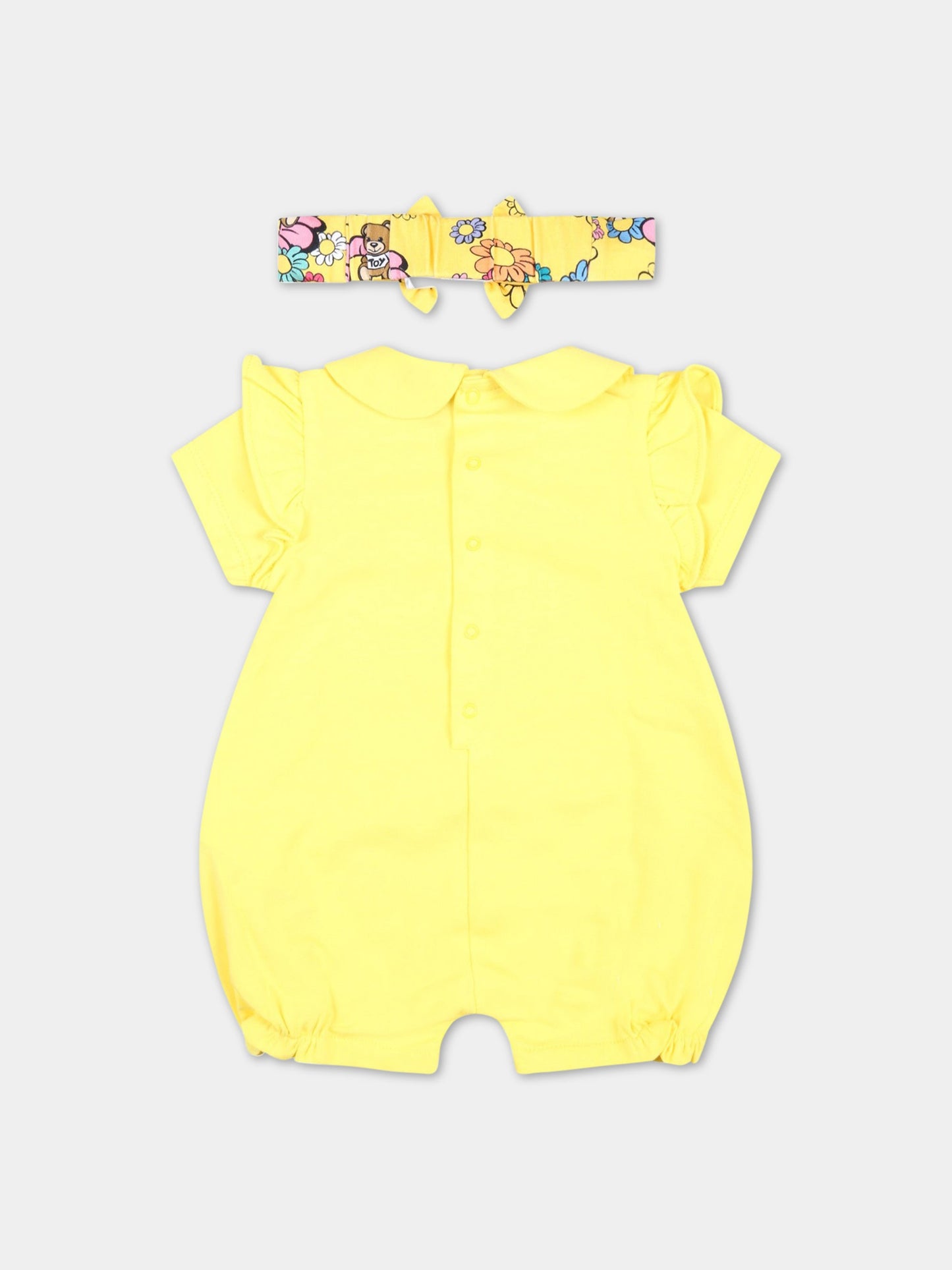 Set giallo per neonata con Teddy Bear e fiore,Moschino Kids,MDY00Y LBA08 50162