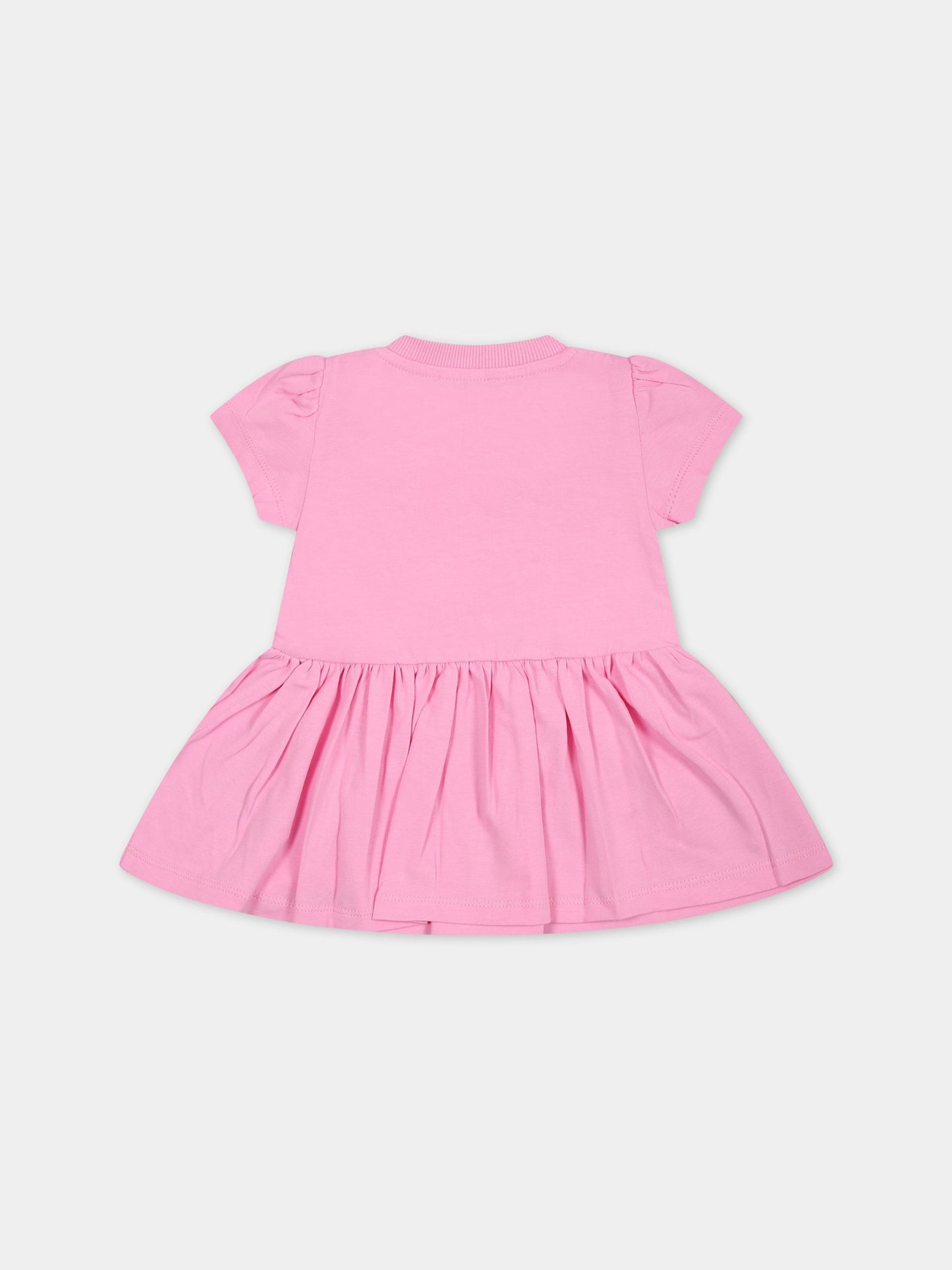 Vestito rosa per neonata con Teddy Bear e logo,Moschino Kids,MDV0AD LBA00 51473