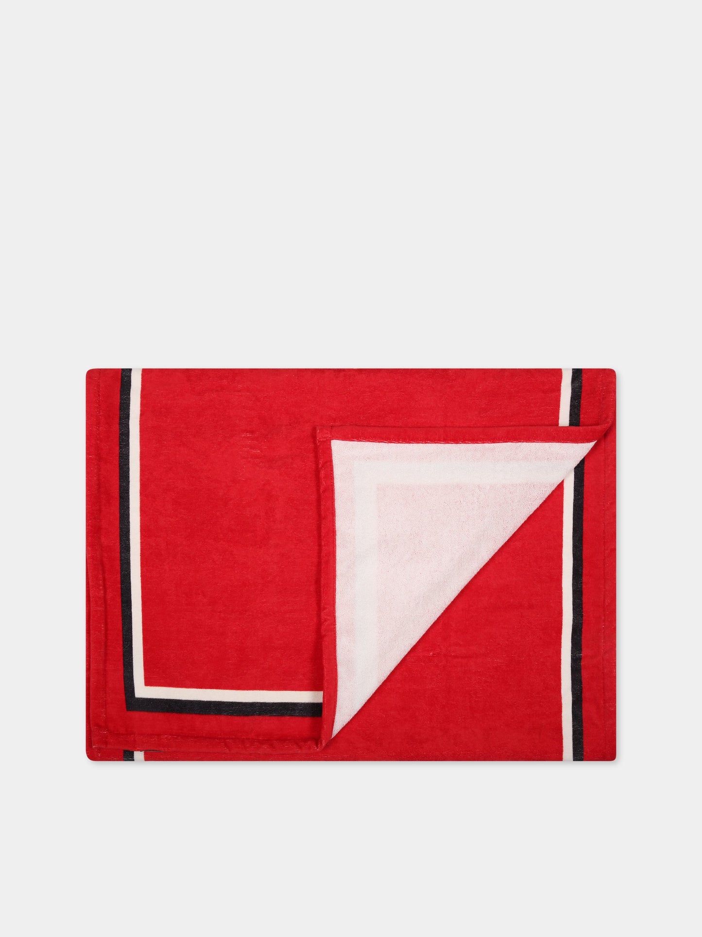 Telo-mare rosso per bambini con Teddy Bear e logo,Moschino Kids,HOX01B LGA15 50109