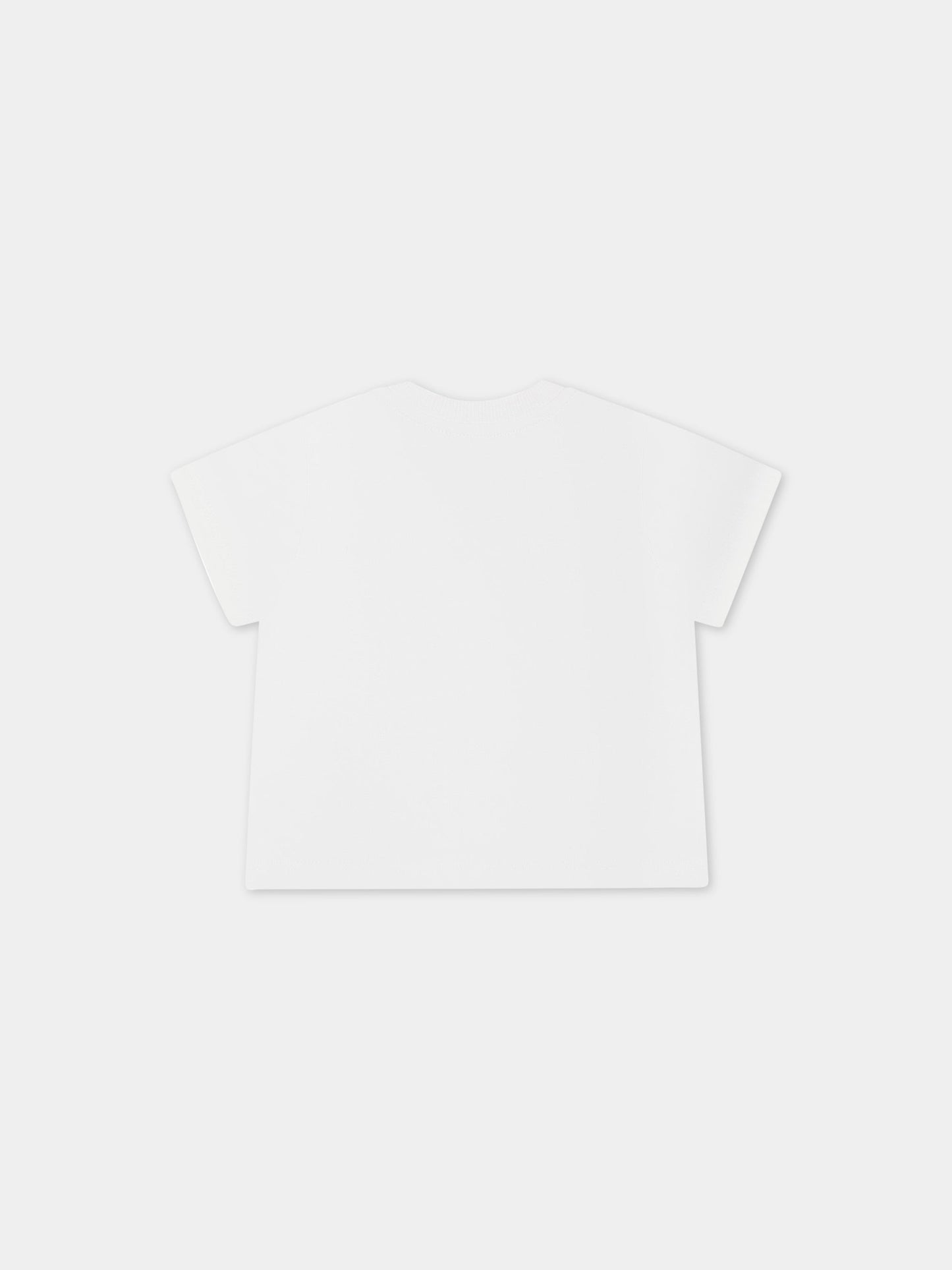 T-shirt bianca per neonati con Teddy Bear e logo,Moschino Kids,MRM032 LAA02 10101