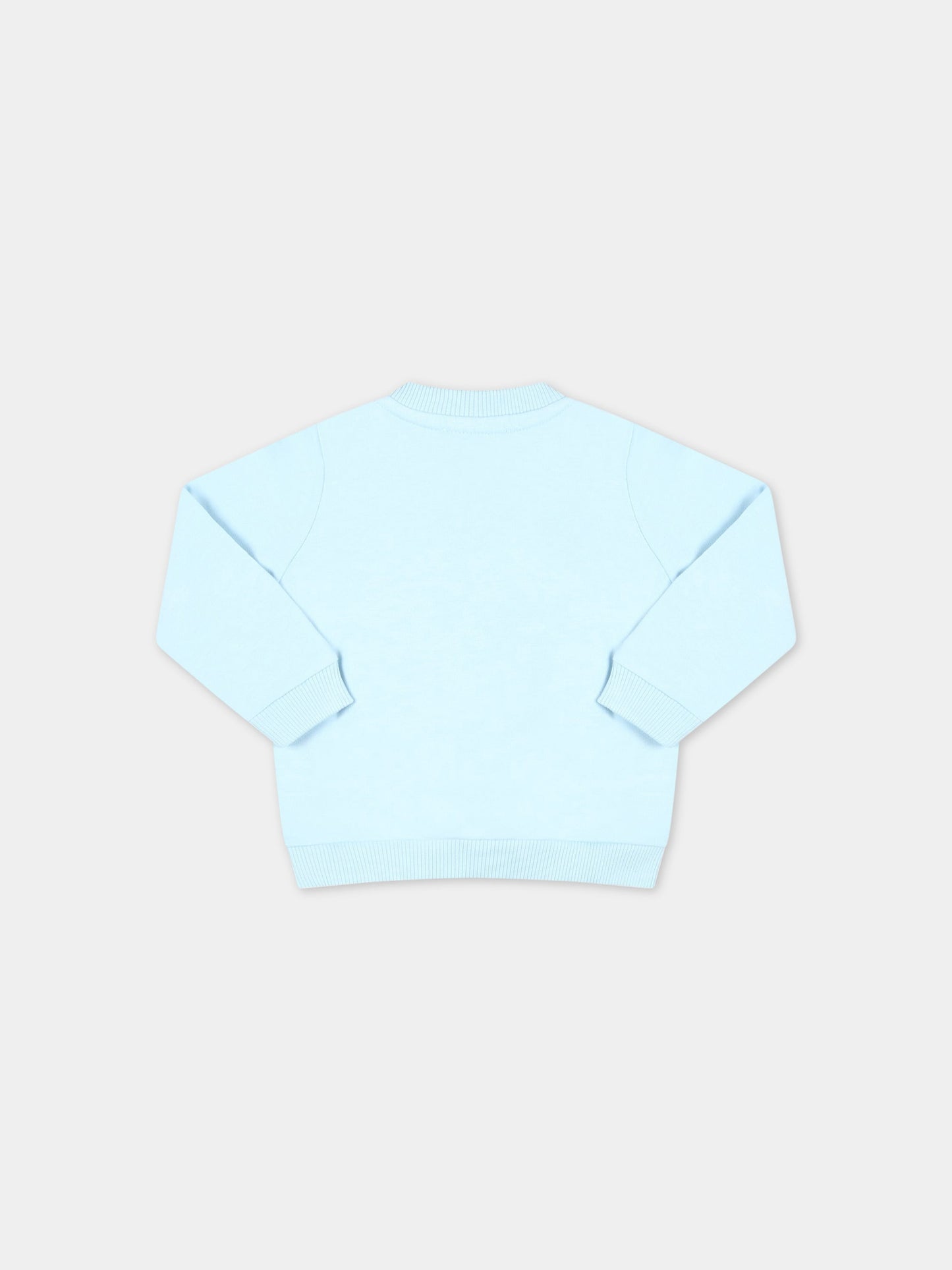 Felpa celeste per neonato con Teddy Bear e logo bianco,Moschino Kids,MMF04Q LCA19 40304