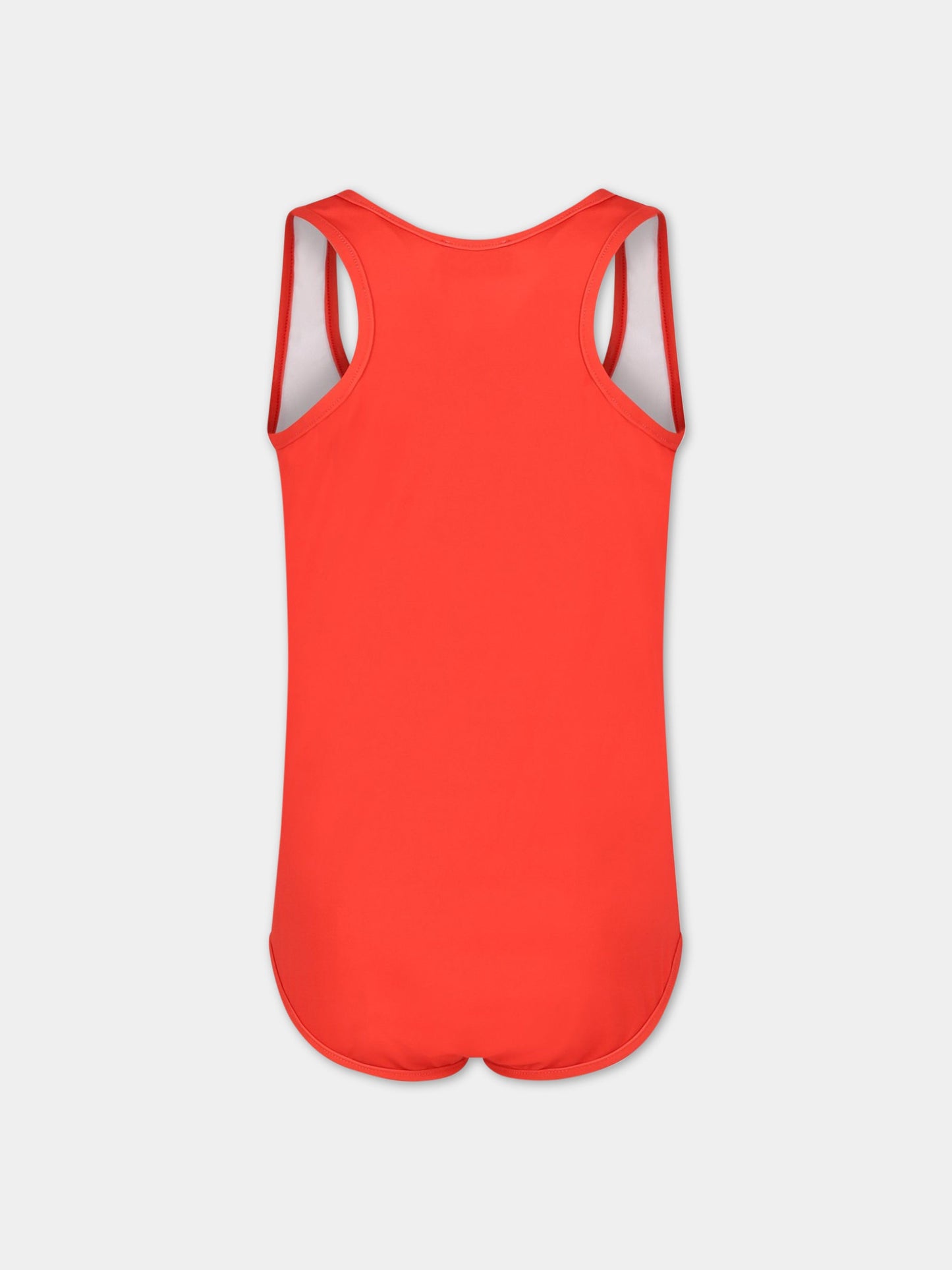 Costume rosso intero per bambina con Teddy Bear e logo,Moschino Kids,HDL00O LKA00 50109