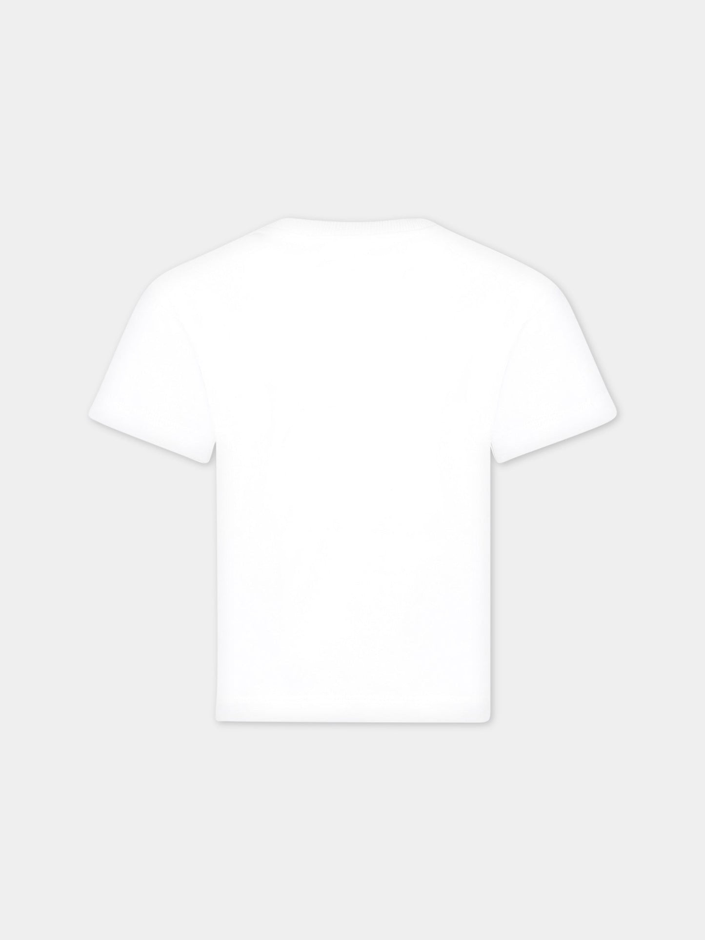 T-shirt bianca per bambino con Teddy Bear e logo nero,Moschino Kids,HMM046 LBA10 10101