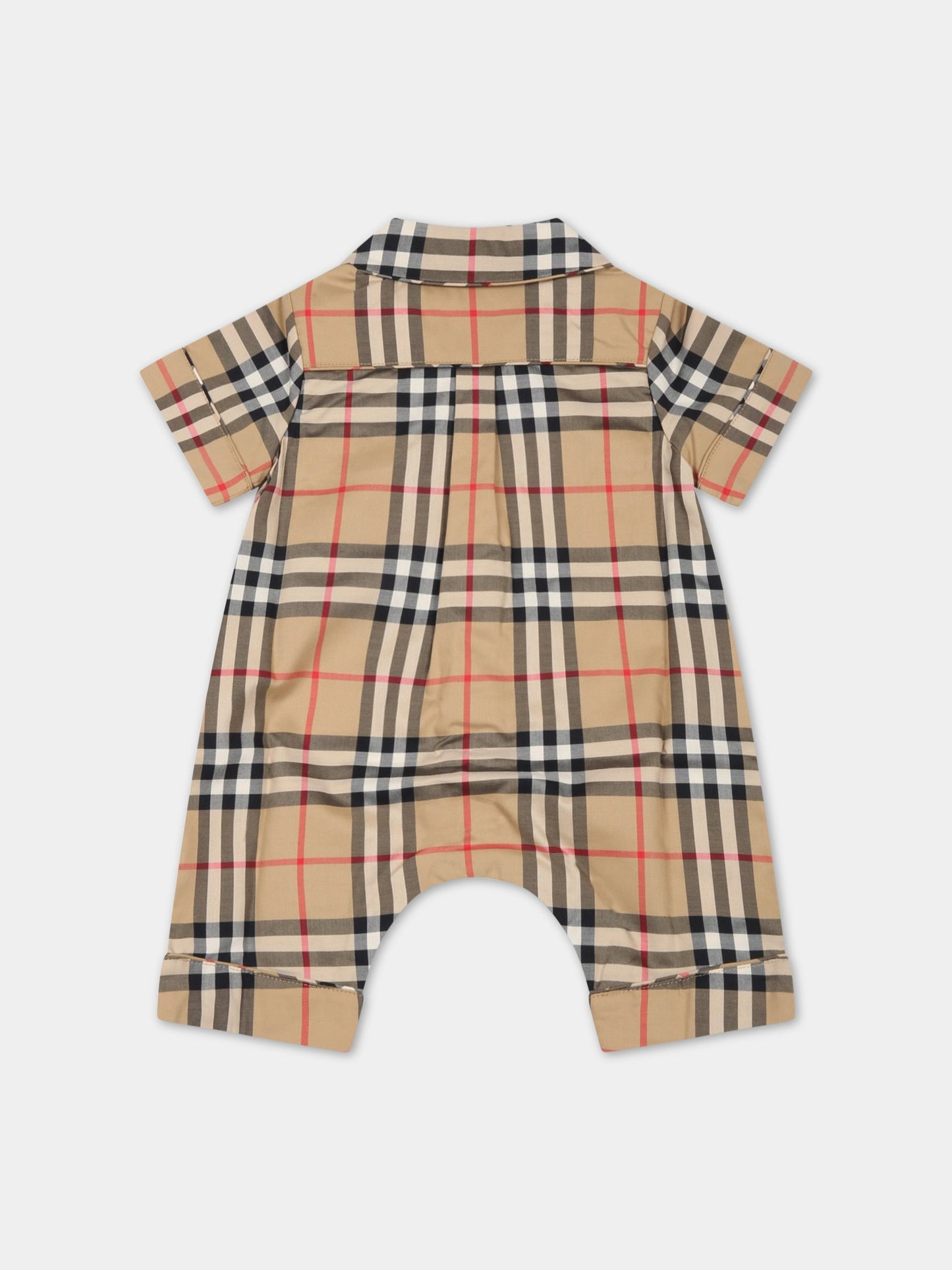 Pagliaccetto beige per neonati con iconico check vintage,Burberry Kids,8062042