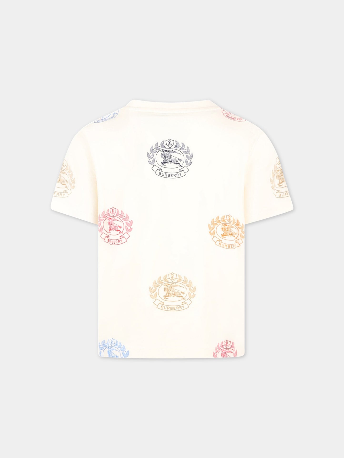 T-shirt beige per bambino con stemma,Burberry Kids,8064525