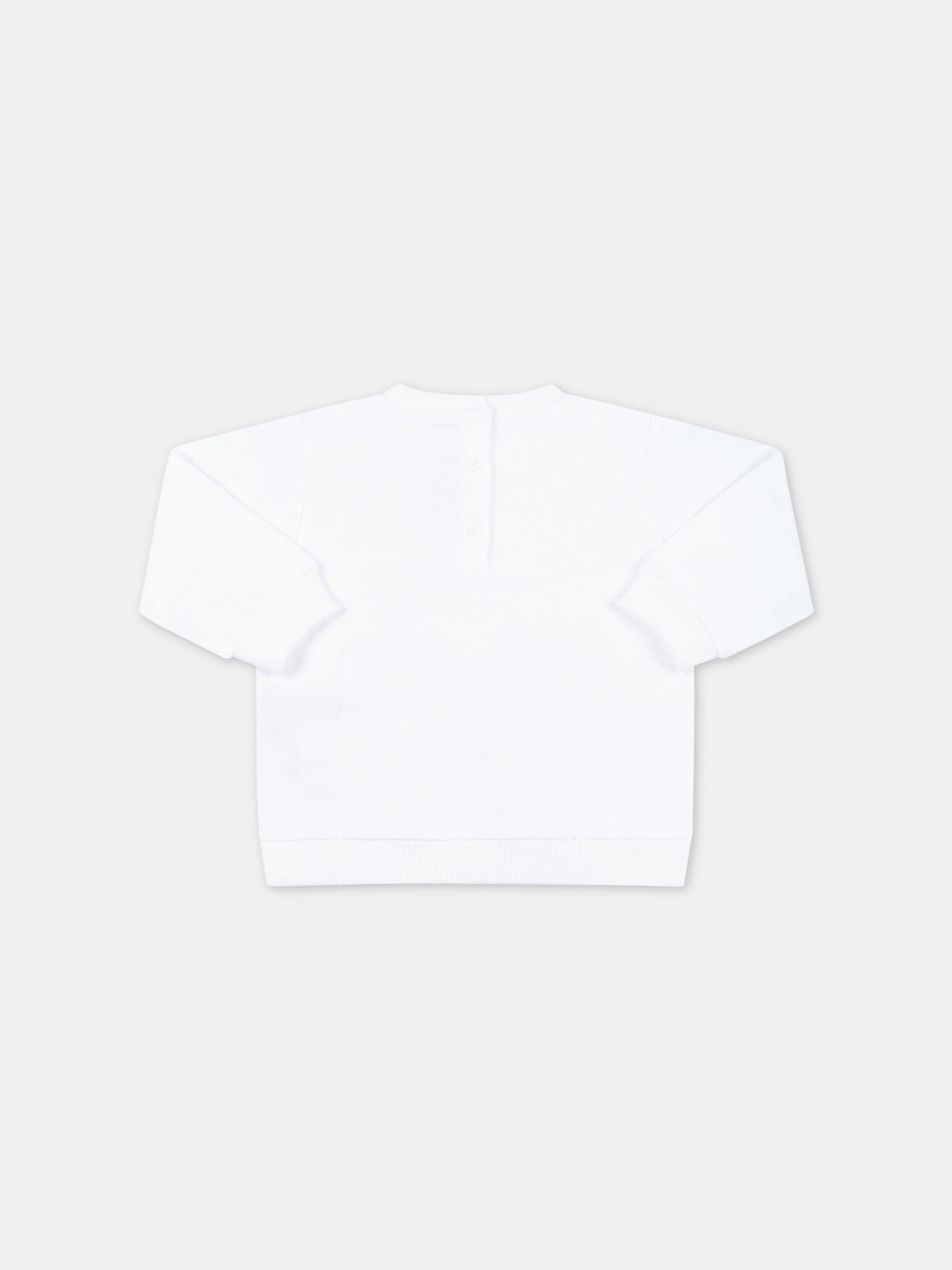 Felpa bianca per neonata con logo multicolor,Balmain Kids,BS4520 Z0001 100