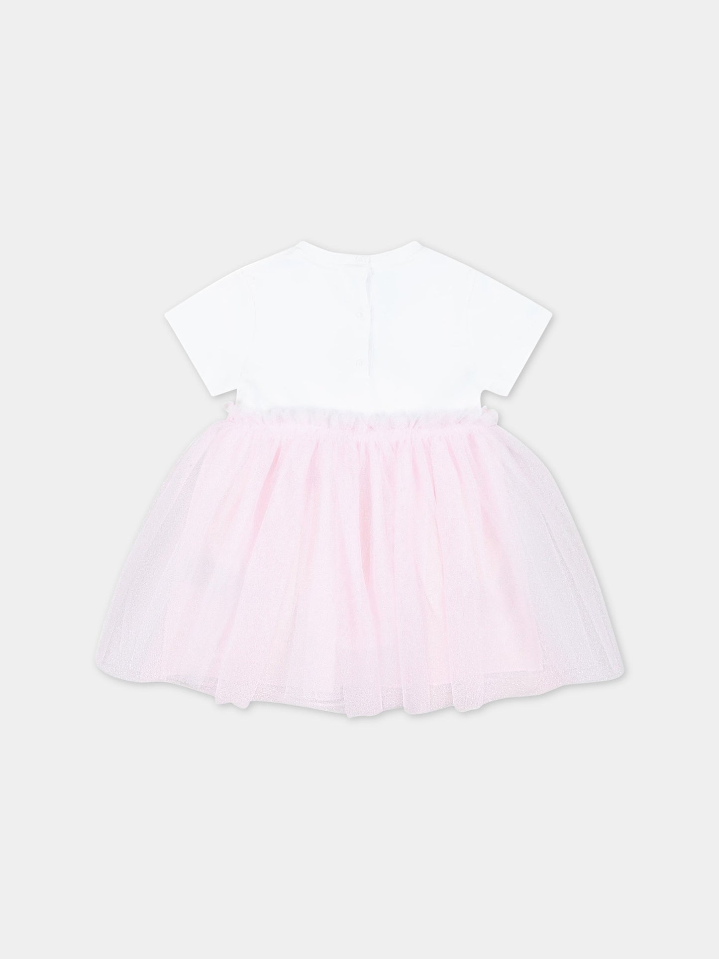 Vestito multicolor per neonata con logo argentato,Balmain Kids,BSA031 F0061 100RS