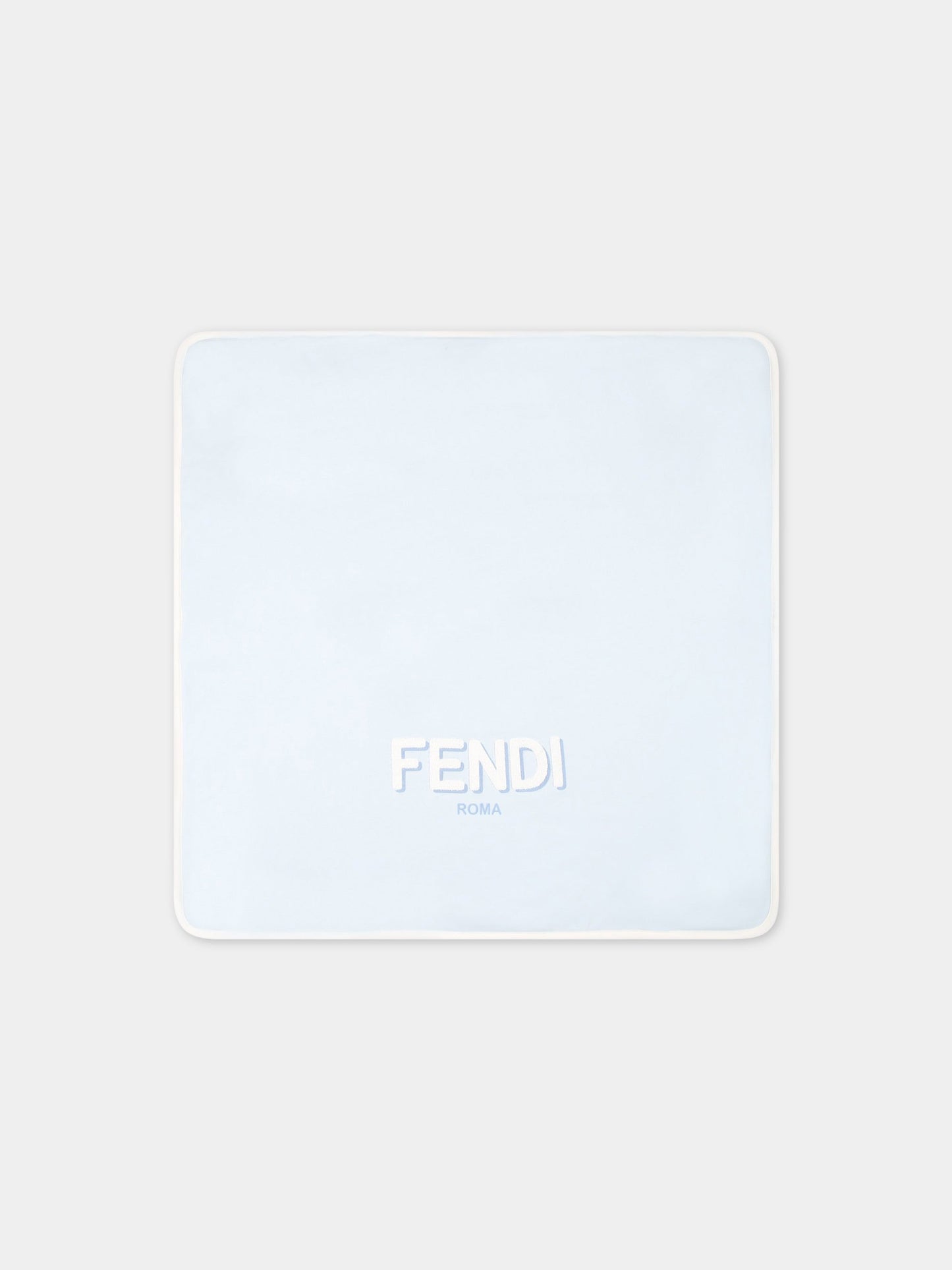 Coperta celeste per neonato con logo bianco,Fendi Kids,BUJ228 ST8 F19J4