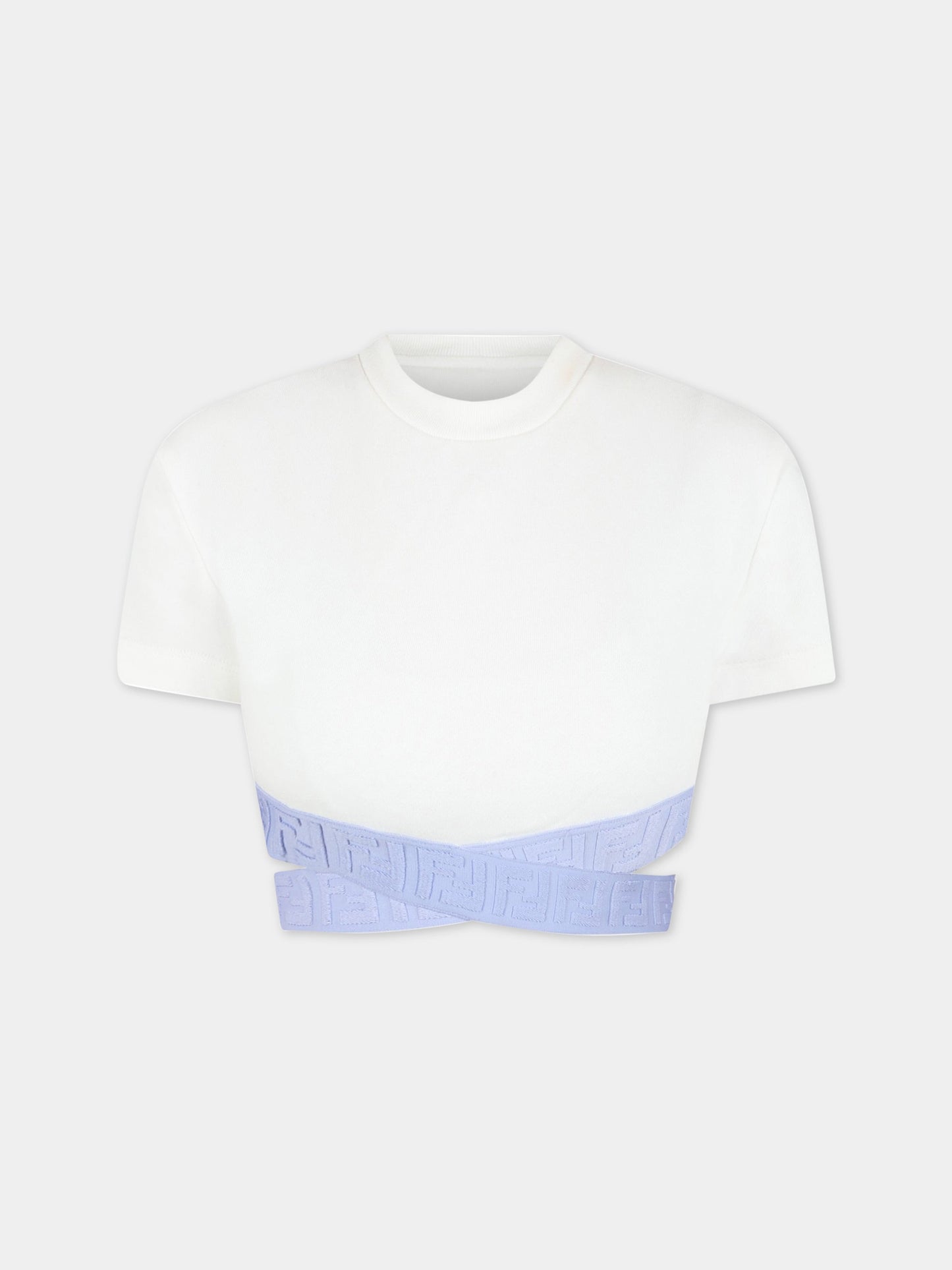 T-shirt bianca per bambina,Fendi Kids,JFI256 5V0 F1JDW