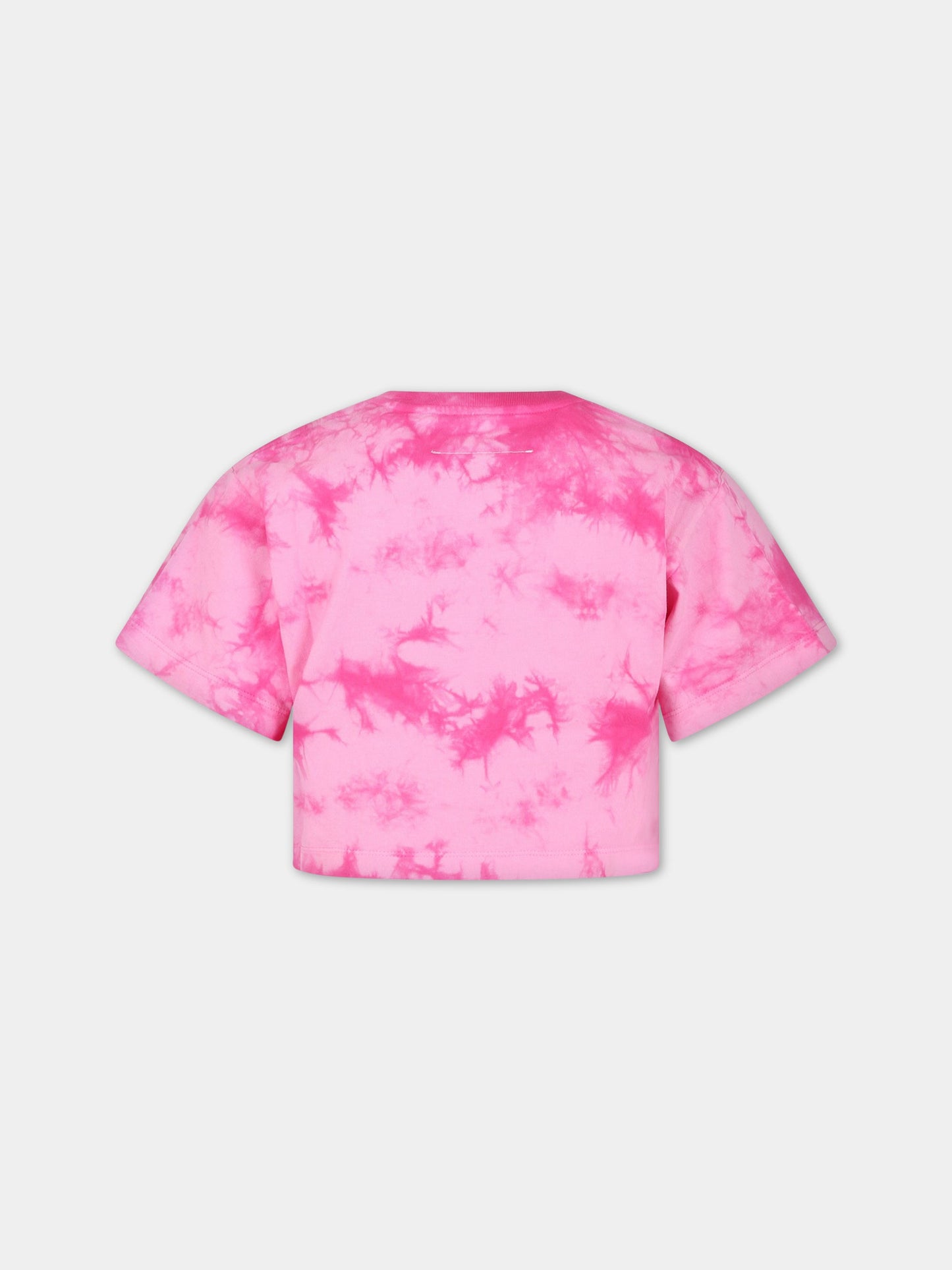 T-shirt fucsia per bambina con logo,Mm6 Maison Margiela,M60312 MM00D M6303