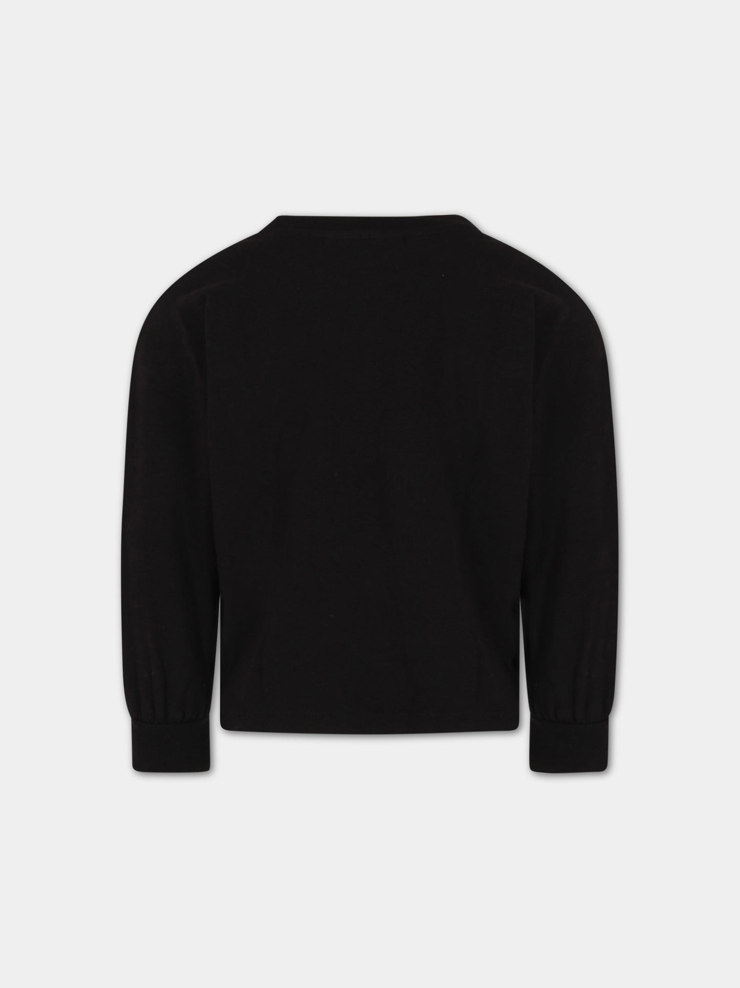 T-shirt nera per bambina con animali,Molo,2S23A403 3235