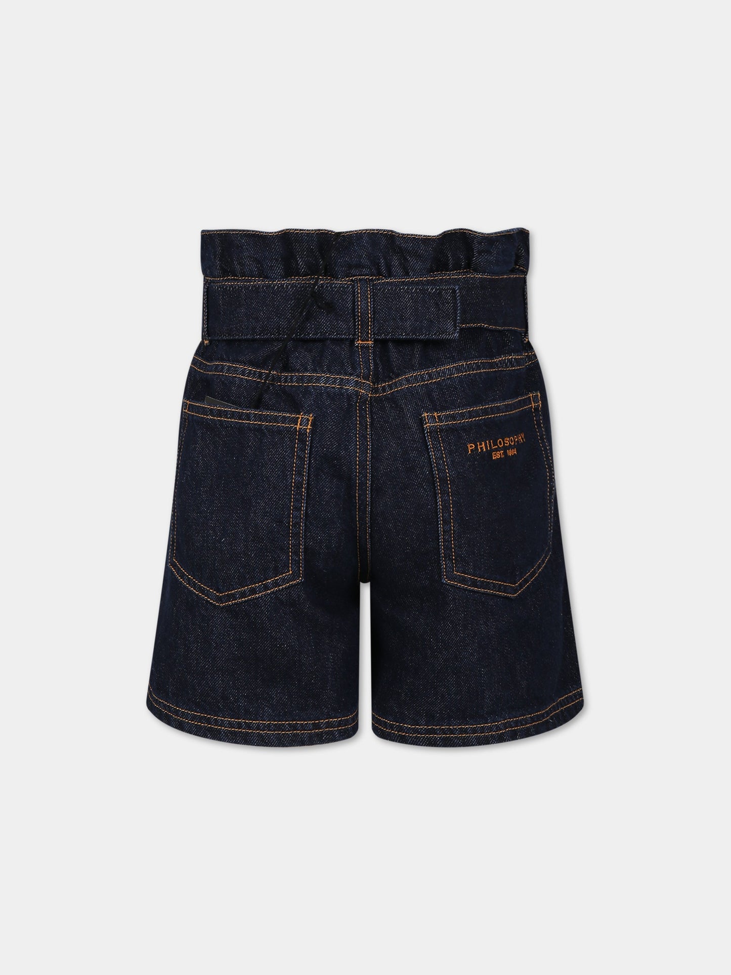 Shorts blu per bambina con logo,Philosophy,PJBE68 DF007 4020