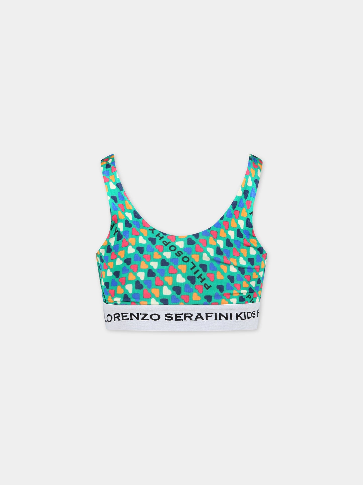 Top verde per bambina con stampa e logo,Philosophy,PJTS123 JV37 D022