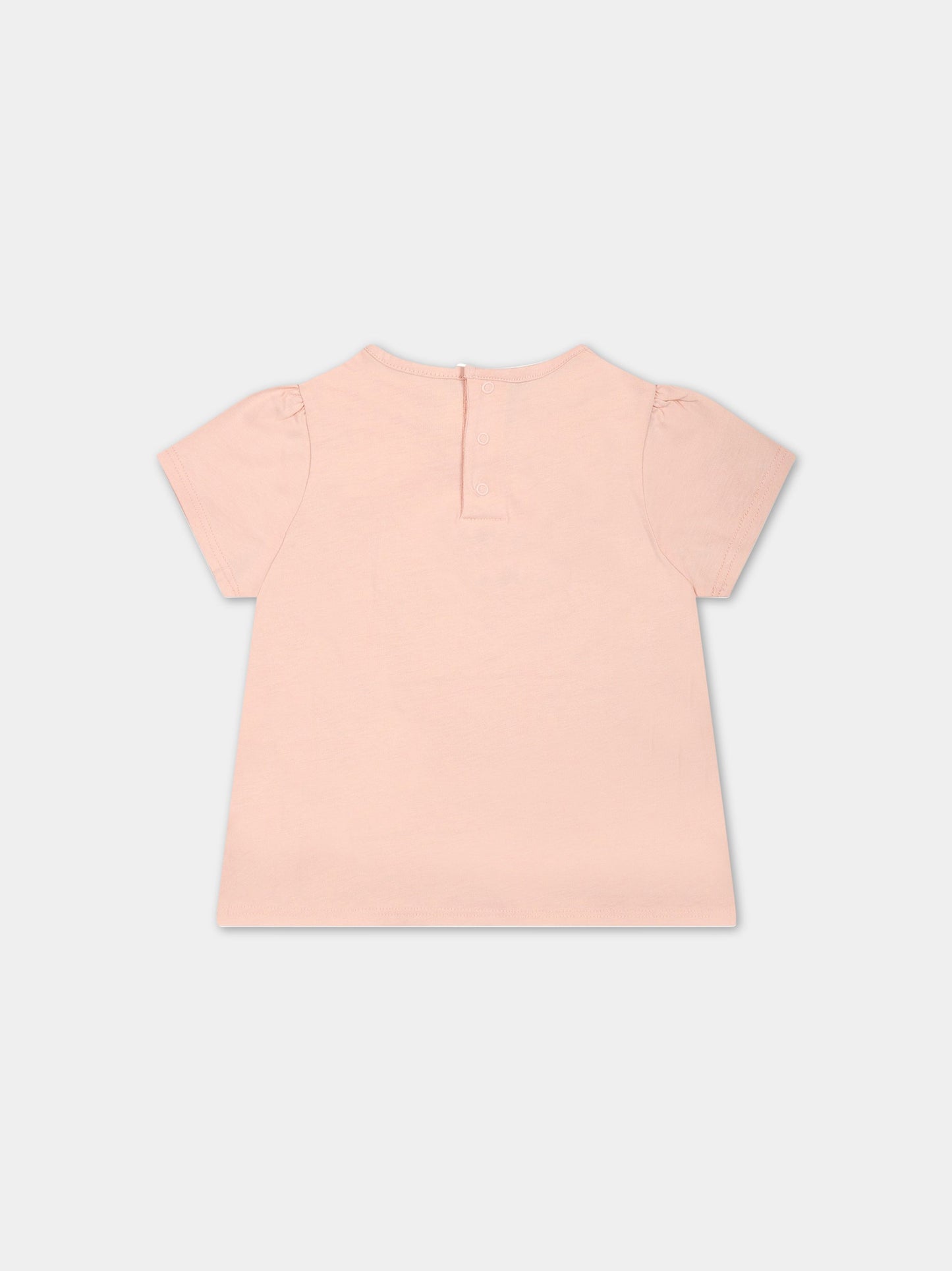T-shirt rosa per neonata con logo,Chloé Kids,C05440 45K