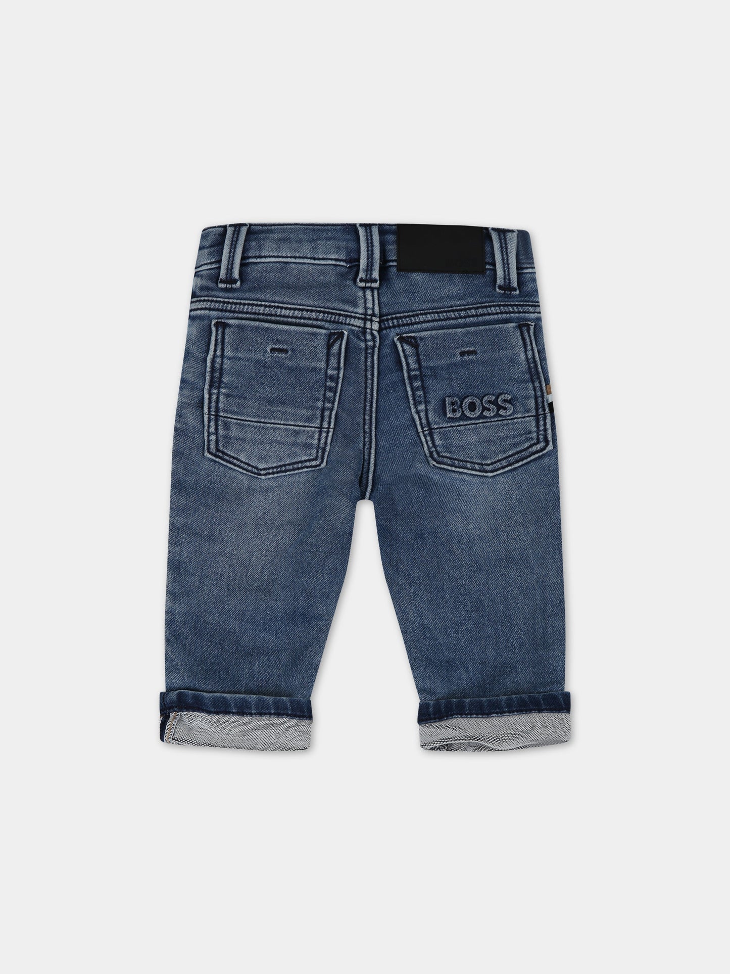 Jeans blu per neonato con logo,Boss,J04470 Z03