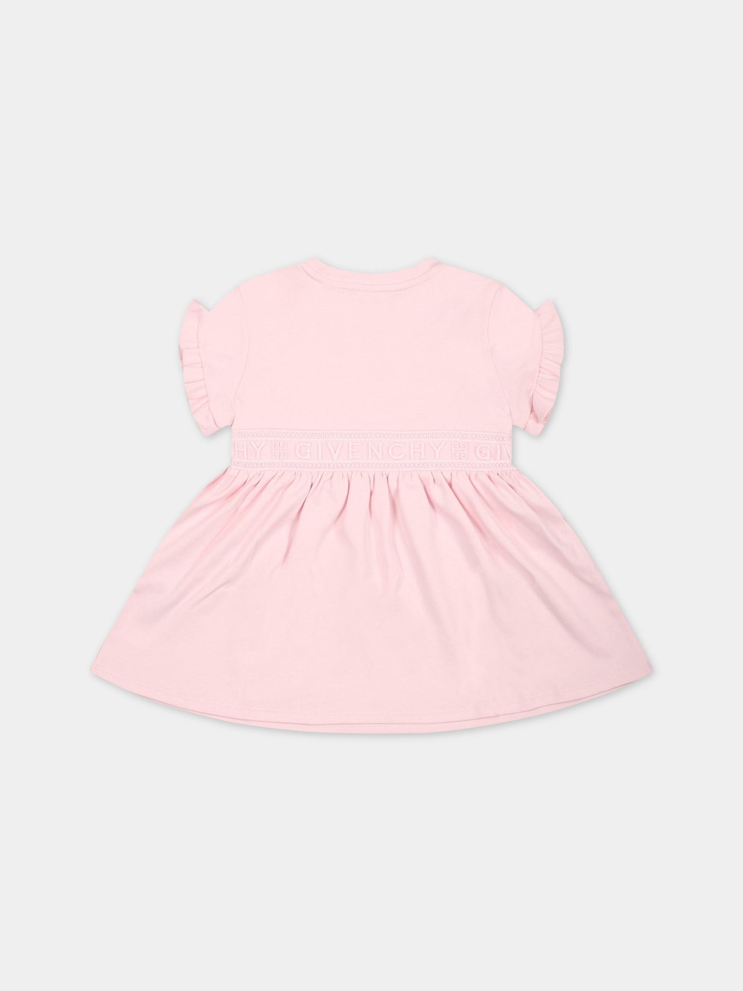 Vestito rosa per neonata con fascia logata,Givenchy Kids,H02099 44Z
