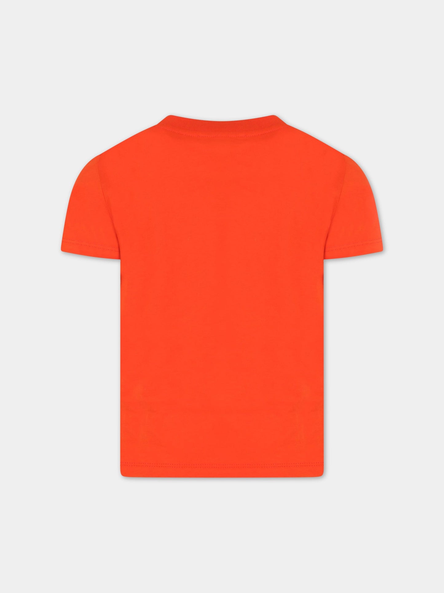 T-shirt arancione per bambino con tigre e logo,Kenzo Kids,K25782 987