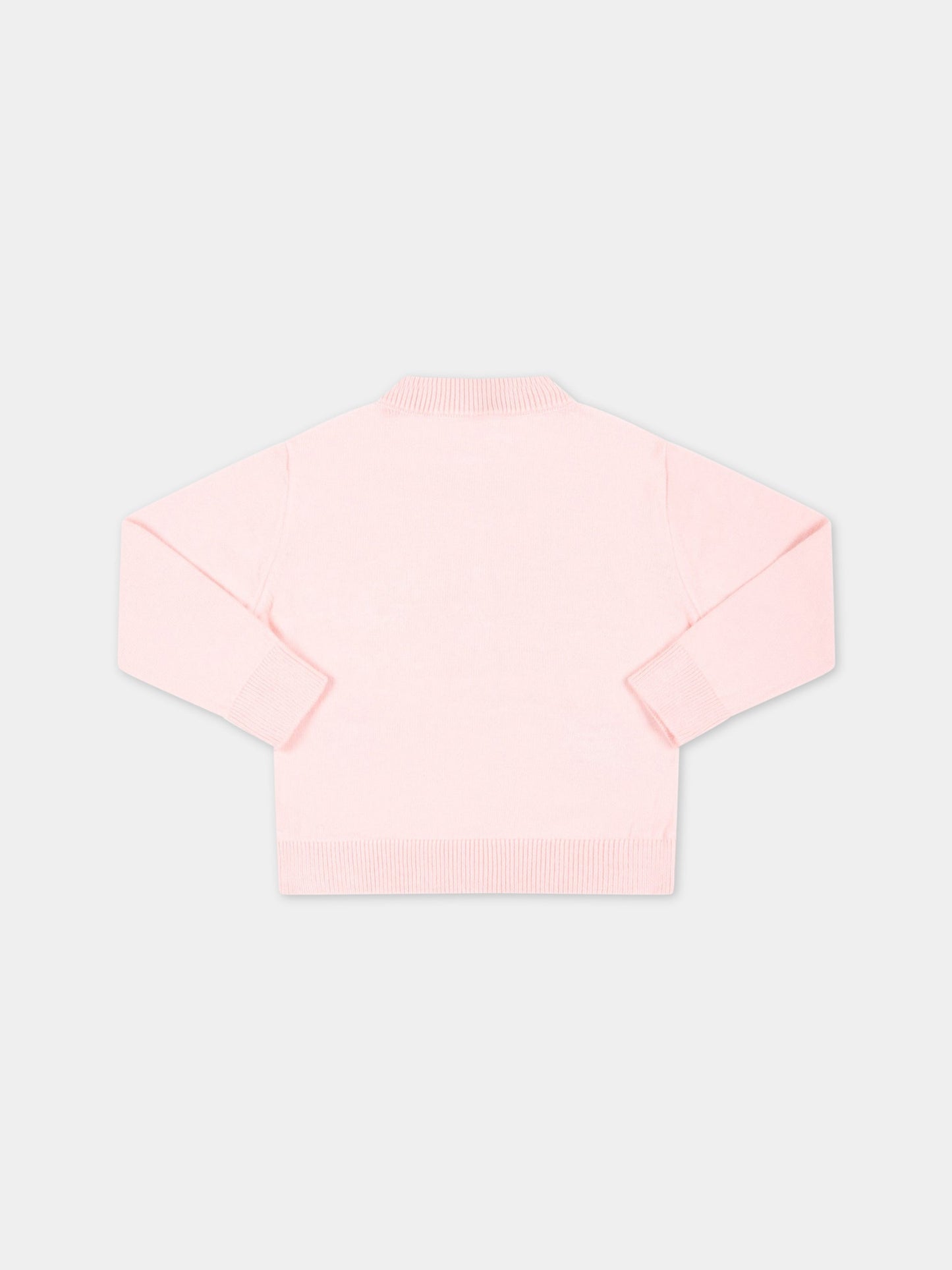 Cardigan rosa per neonata con leoni,Stella Mccartney Kids,TS9030 Z1144 503