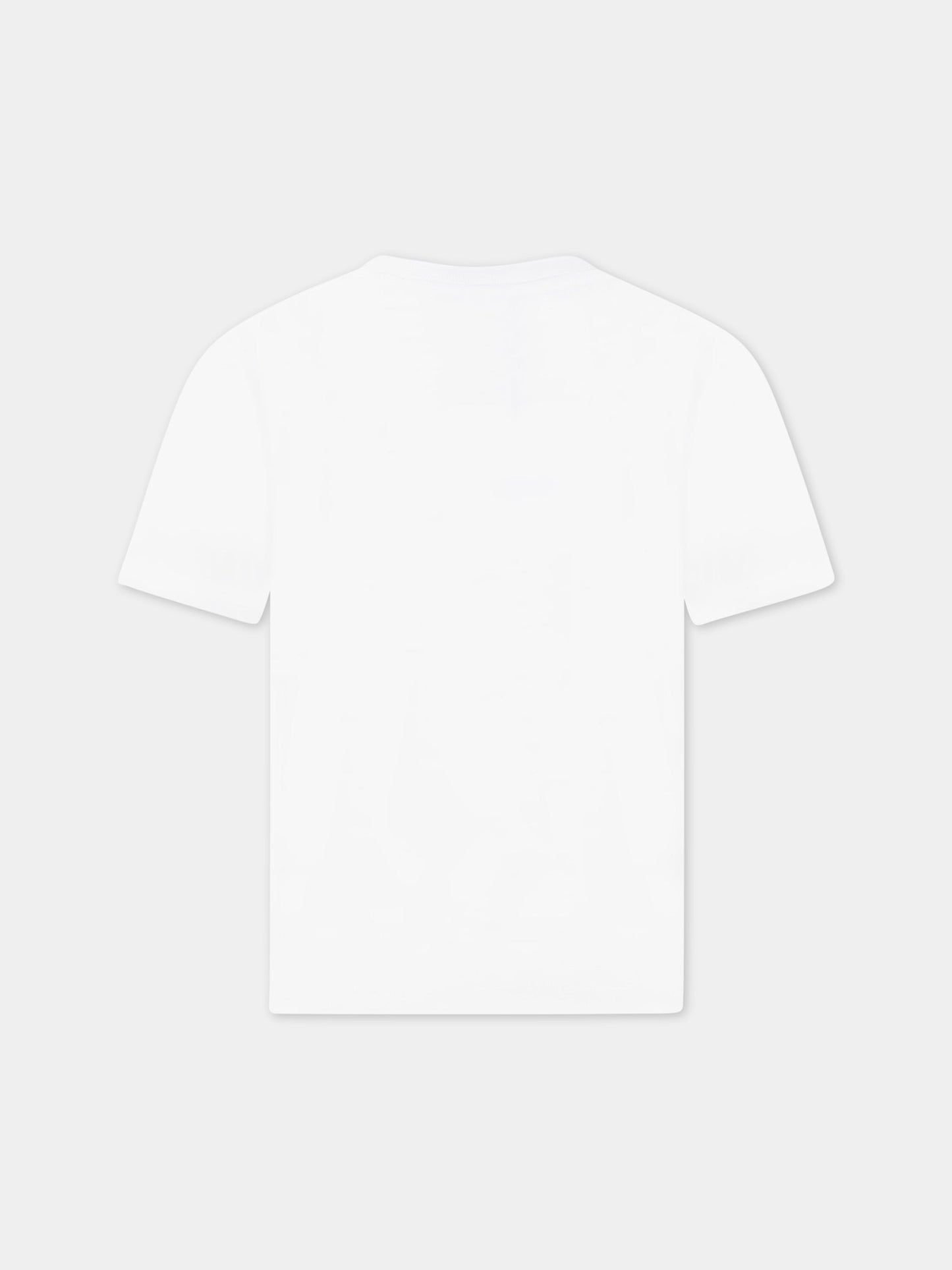 T-shirt bianca per bambino con logo nero,Msgm Kids,MS029318 001