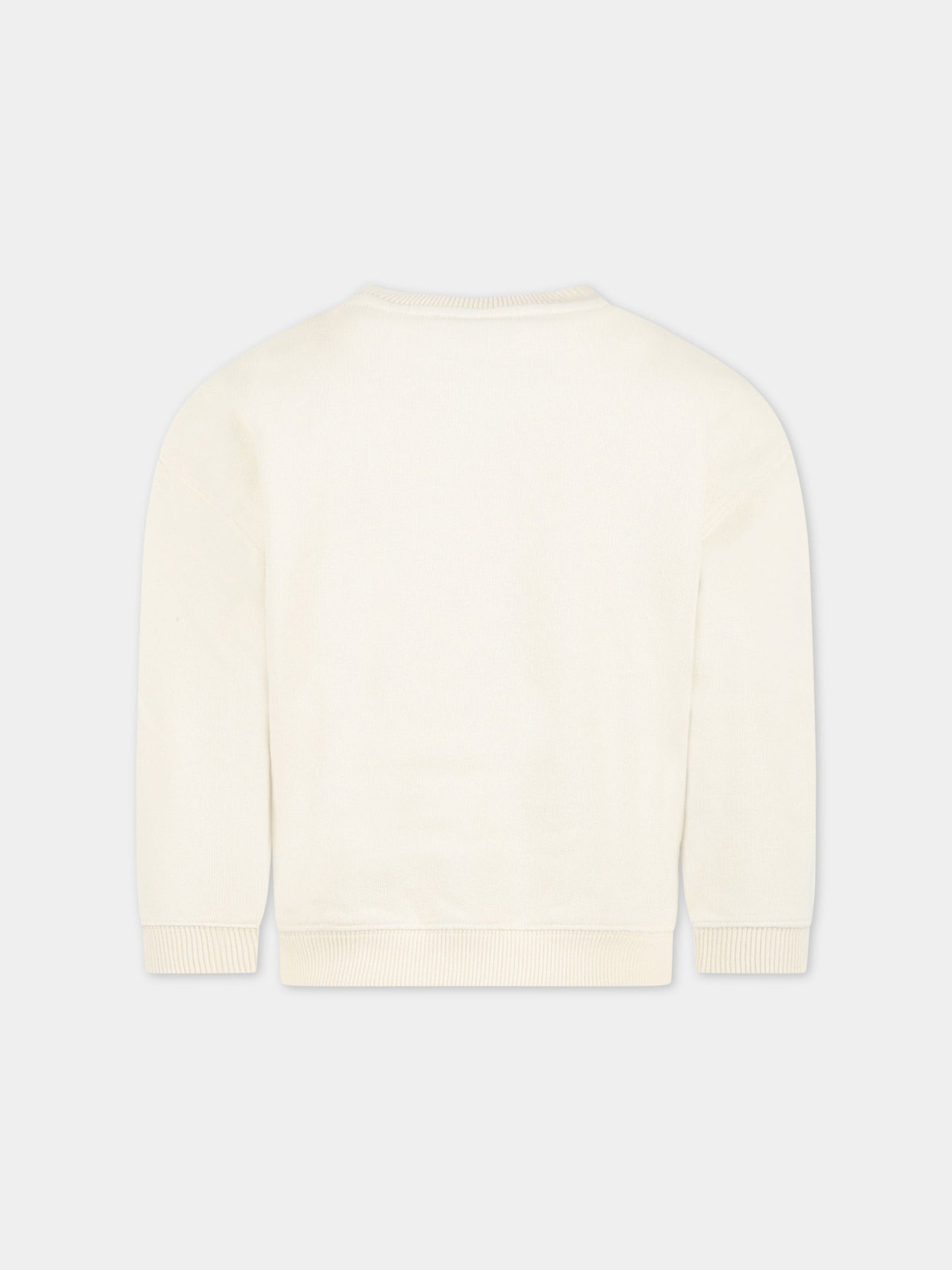 Felpa avorio per bambina con logo rosso ricamato,Bonpoint,S03GSWK00002 103A