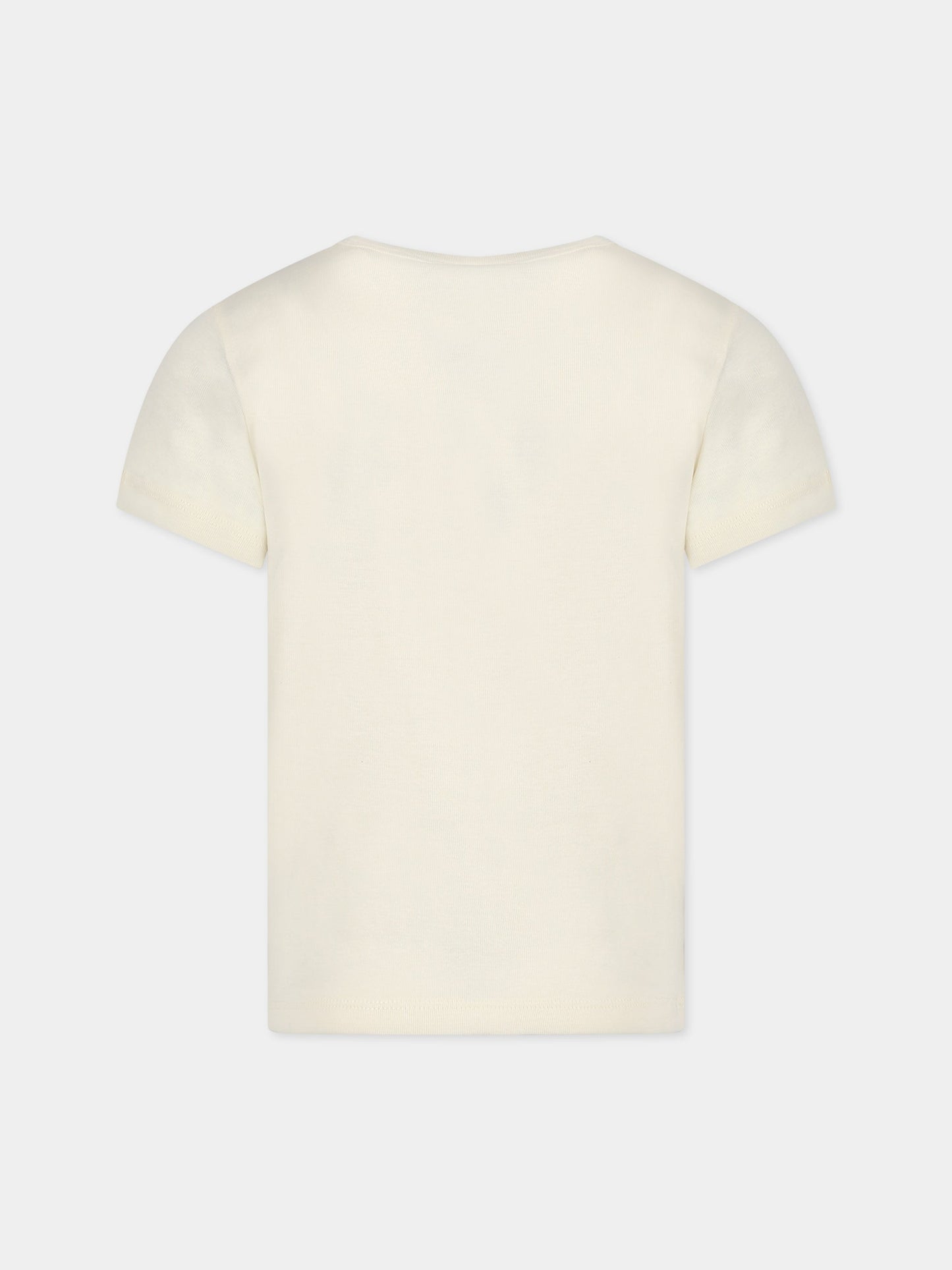 T-shirt avorio per bambini con stampa e scritta Sun's up ,Mini Rodini,2322016111