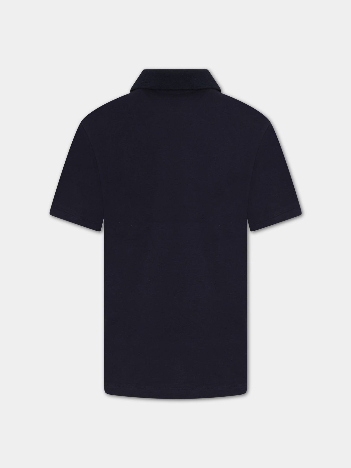 Polo blu per bambino con logo bianco,Petit Bateau,A072G SMOKING