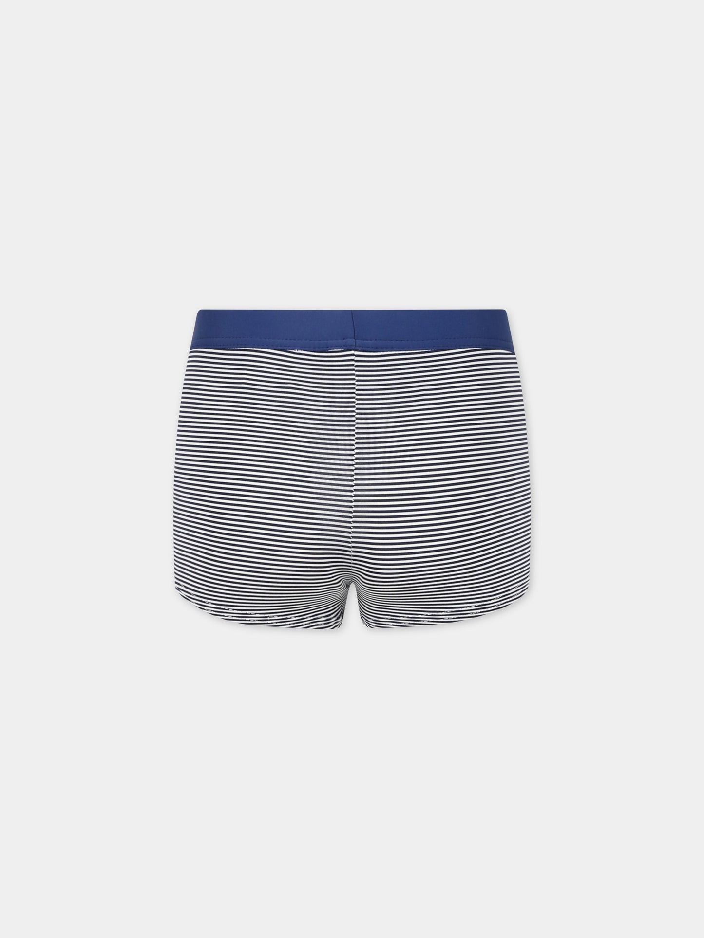Boxer blu da mare per bambino con iconico logo,Petit Bateau,A03ID MEDIEVAL/MARSHMALLOW