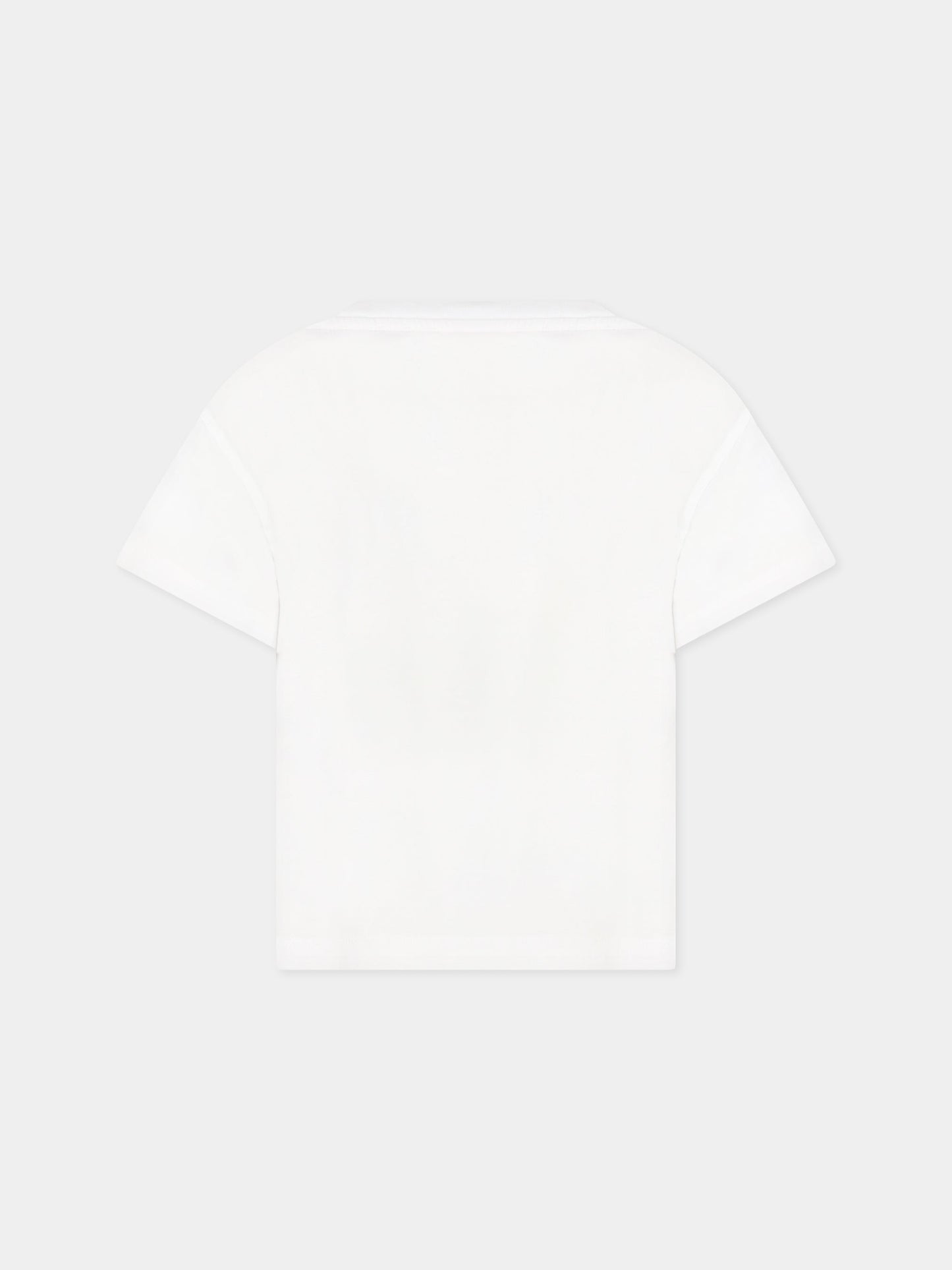 T-shirt bianca per bambini con stampa, logo e scritta Life is a playground ,Weekend House Kids,725