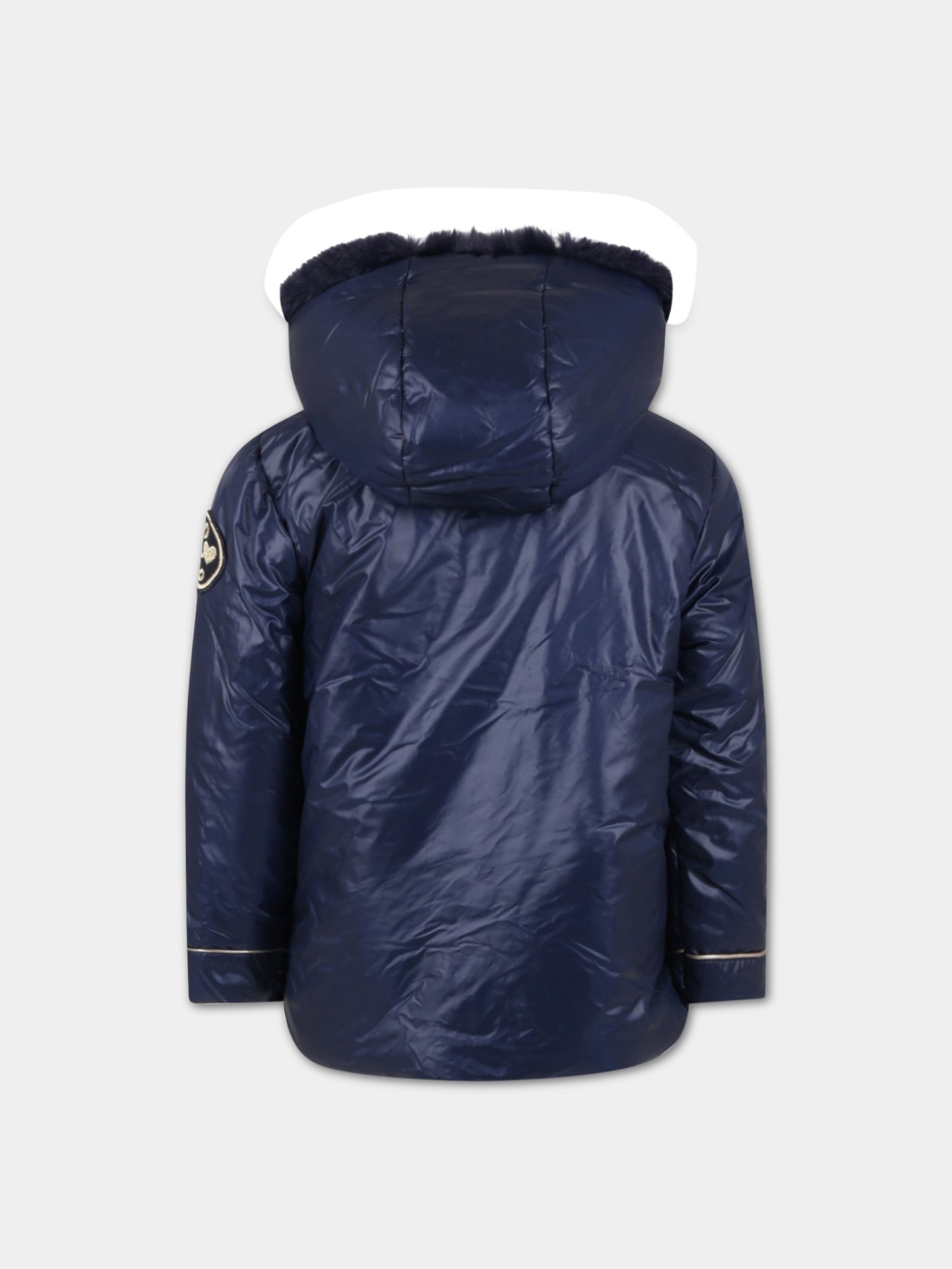 Piumino blu per bambina con patch,Billieblush,U1626A 85T