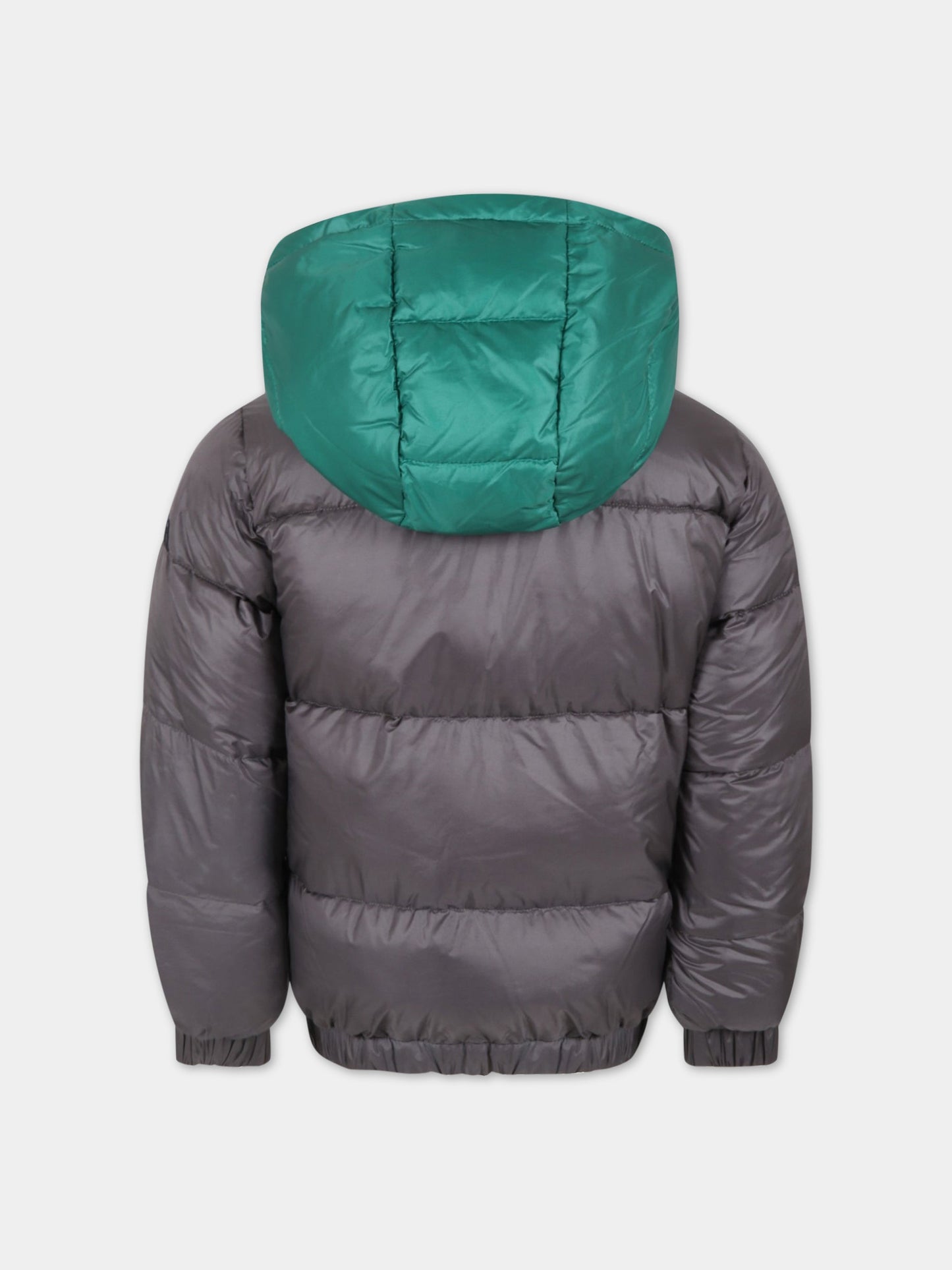 Piumino grigio per bambino con logo,Add,ADMGB010 YA278 5010