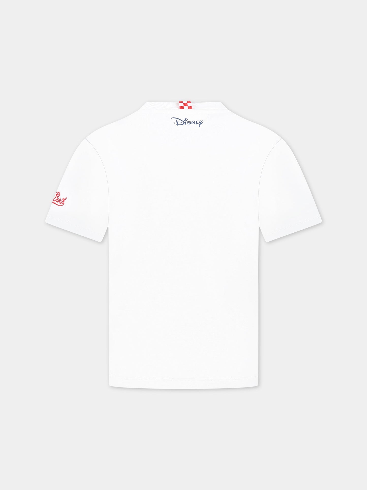 T-shirt bianca per bambino con stampa Topolino, scritta St. Barth habitué e logo,Mc2 Saint Barth,TSHIRT BOY MICKEY SB 01N EMB