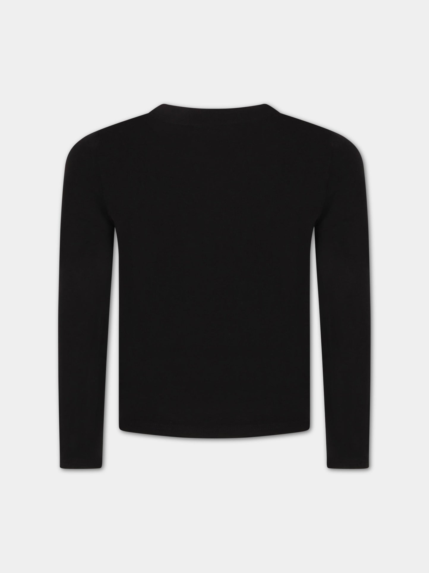 T-shirt nera per bambina con logo bianco,Dkny,D35R57 09B