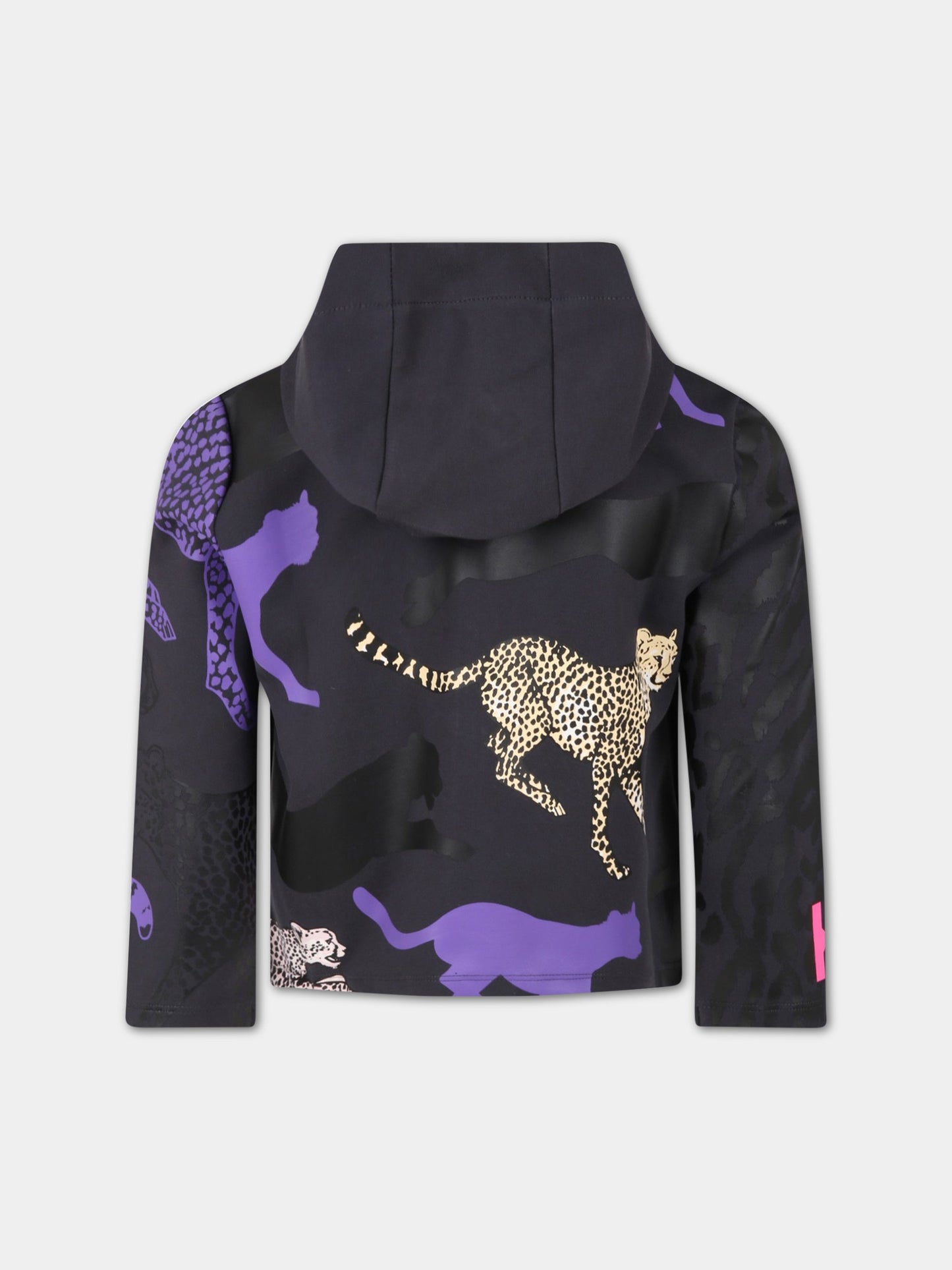 Felpa nera per bambina con logo,Kenzo Kids,K15584 065