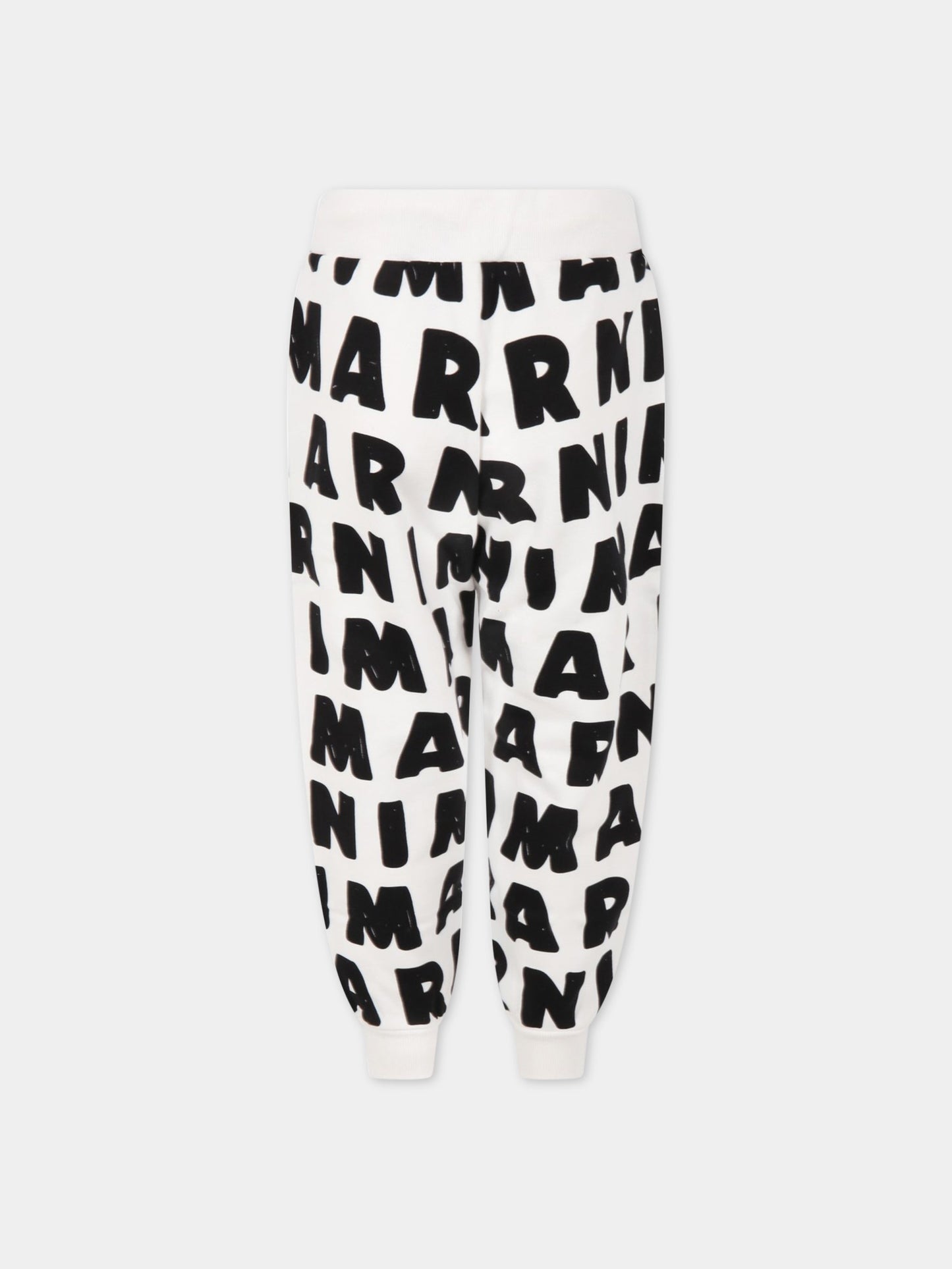 Pantalone bianco per bambini con logo nero all-over,Marni Kids,M00598 M00MW 0M108