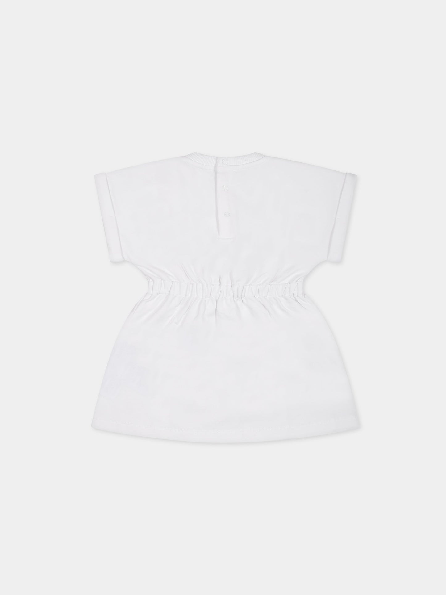 Vestito bianco per neonata con logo,Moschino Kids,MAV09R LDA00 10101