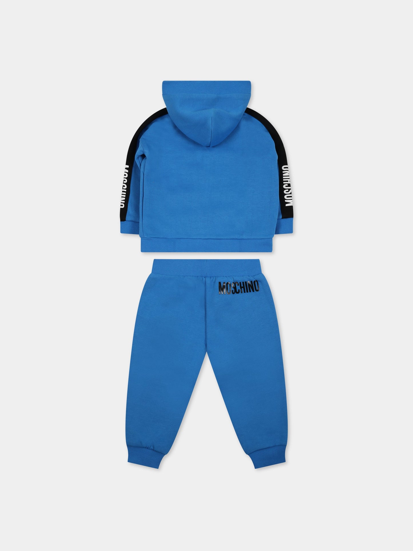Completo blu per neonato con Teddy Bear e logo,Moschino Kids,MUK03W LCA41 40641