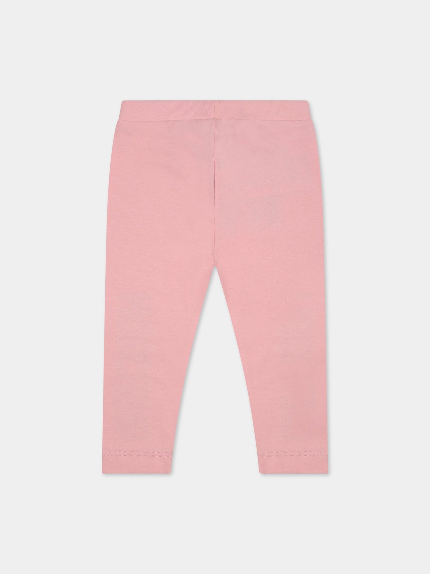 Leggings rosa per neonata con logo,Moschino Kids,MKP02N LBA11 50209