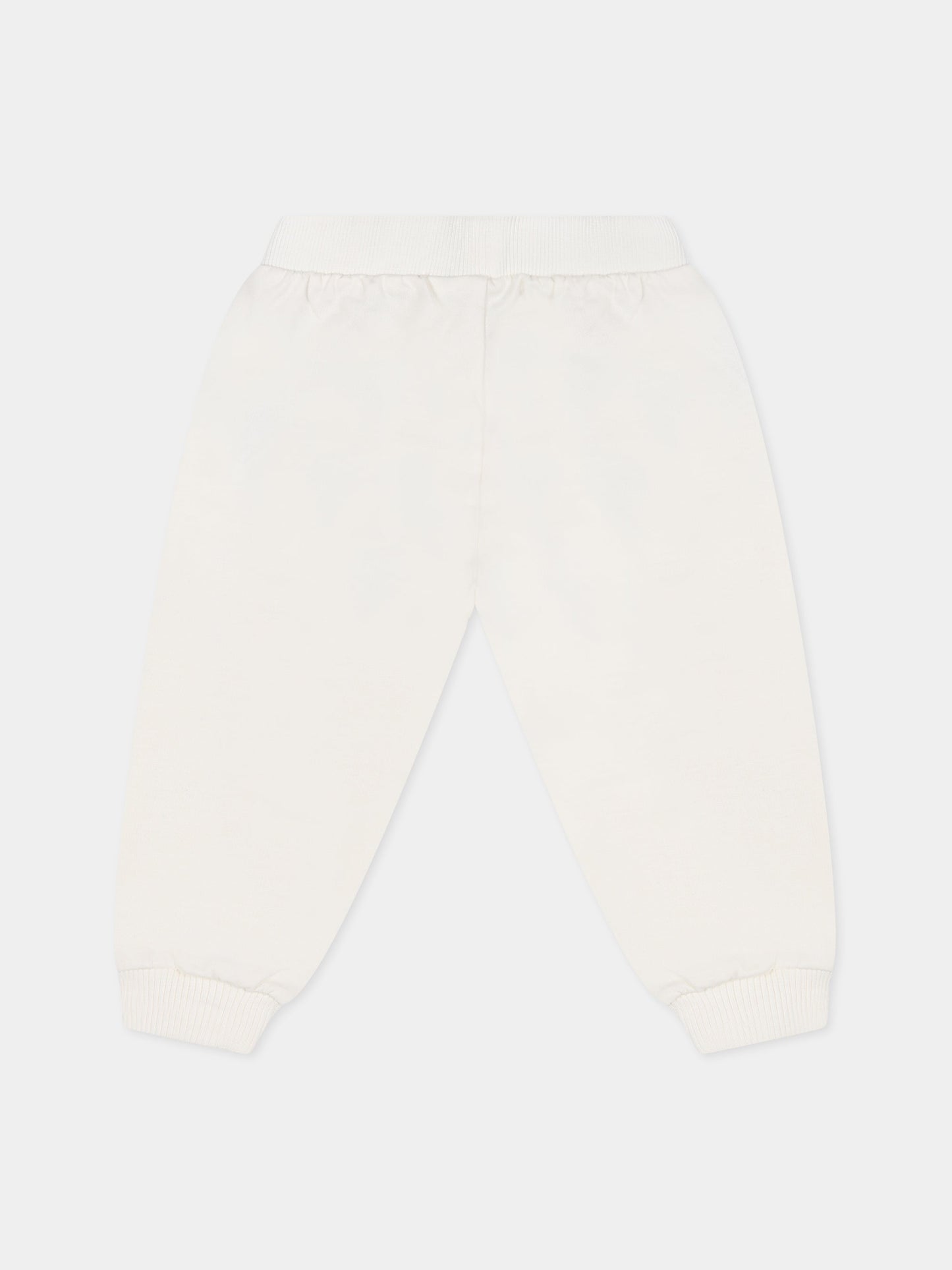 Pantaloni bianchi per neonati con Teddy Bear e logo,Moschino Kids,MUP049 LCA40 10063