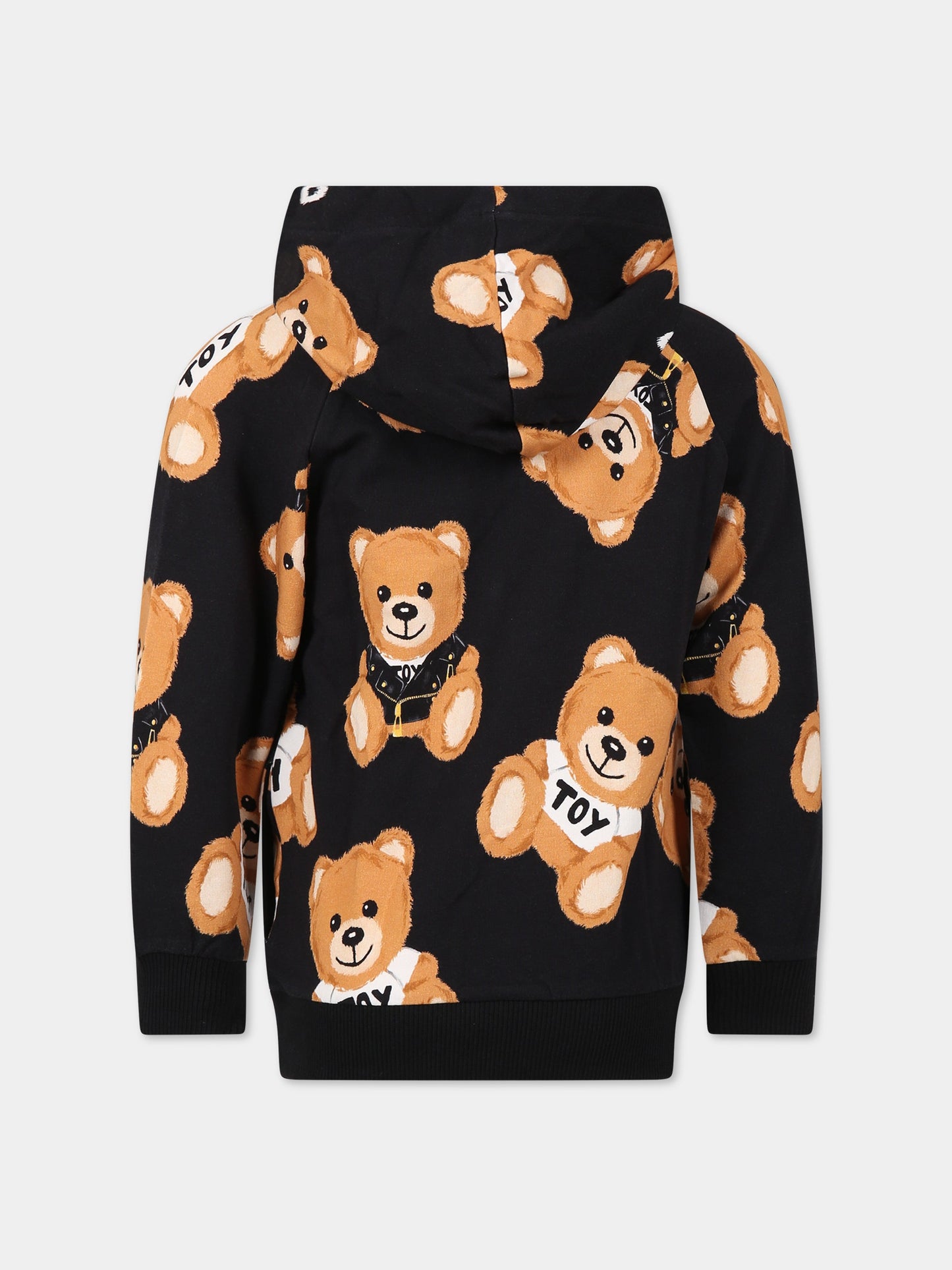 Felpa nera per bambini con Teddy Bear e logo,Moschino Kids,HUF067 LDB1A 82581