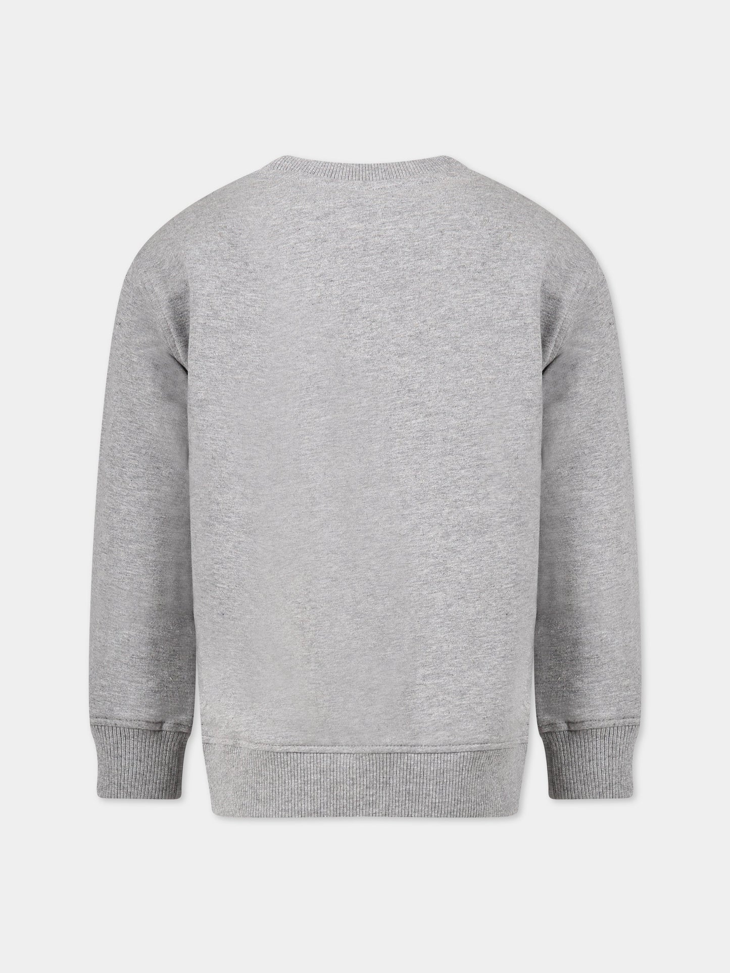 Felpa grigia per bambini con stampa e logo,Moschino Kids,HUF06S LDA17 60901