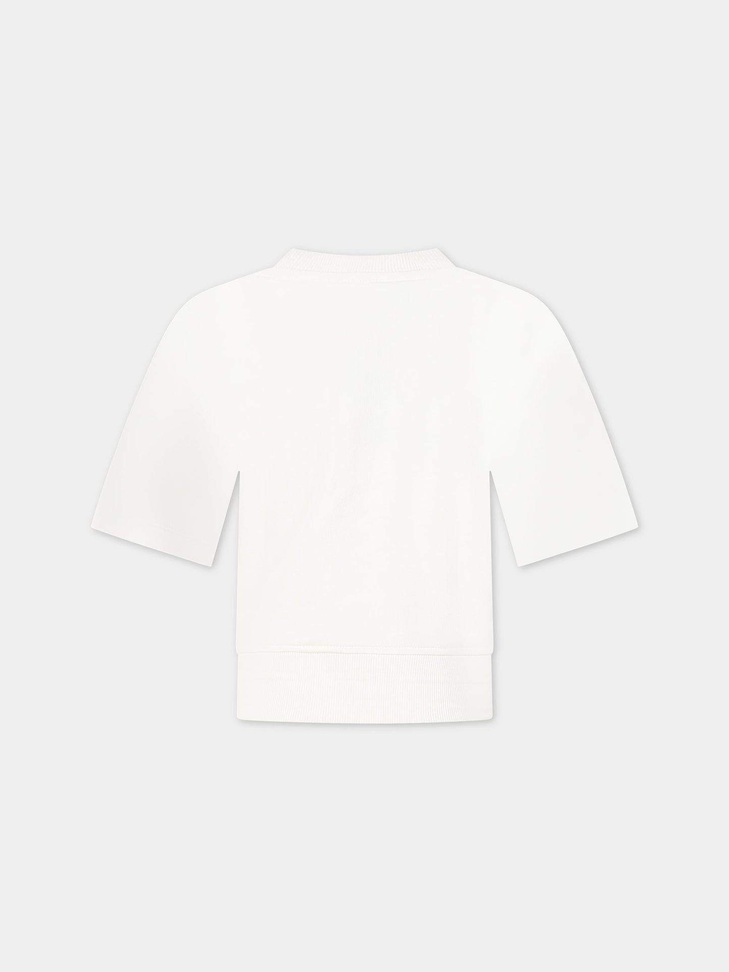 Felpa bianca per bambini con Teddy Bear e logo,Moschino Kids,HUF06X LCA28 10063