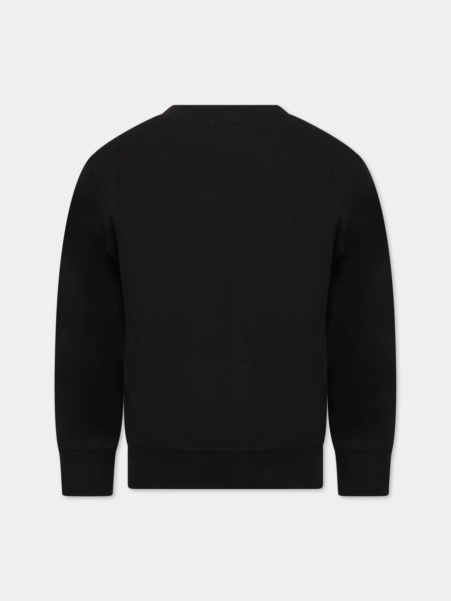 Felpa nera per bambini con Teddy Bear multicolor e logo,Moschino Kids,HUF066 LDA38 60100